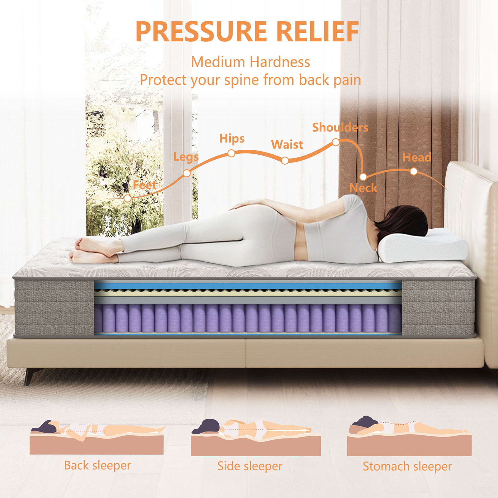 Full Mattress 12” Medium Firm Gel Memory Foam Cooling Comfort Mattress In A Box
