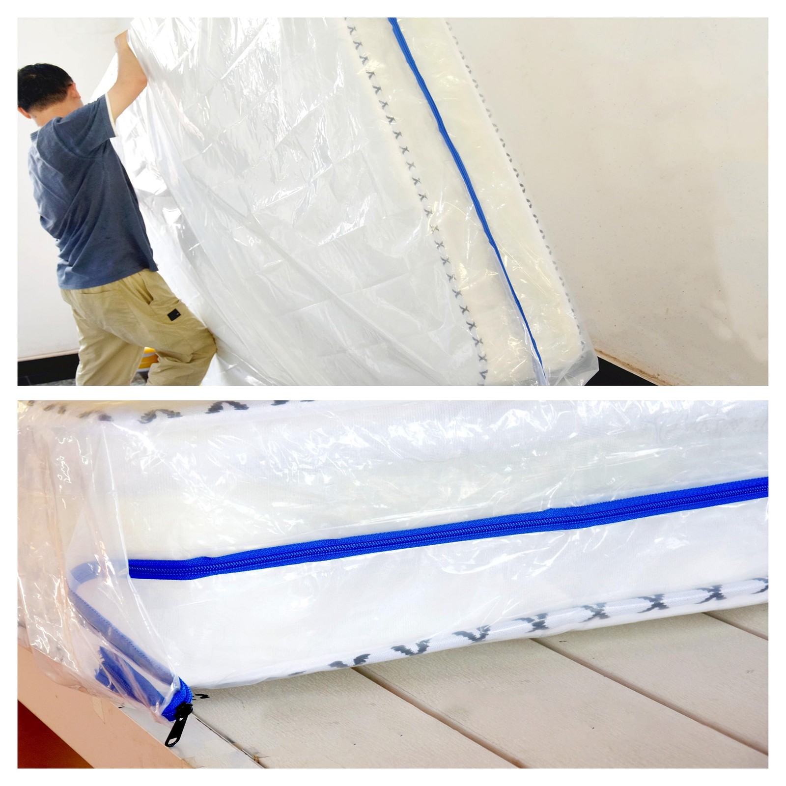 Queen Bed Mattress Bag, 3 Mil Zipper, Waterproof Moving Cover, White