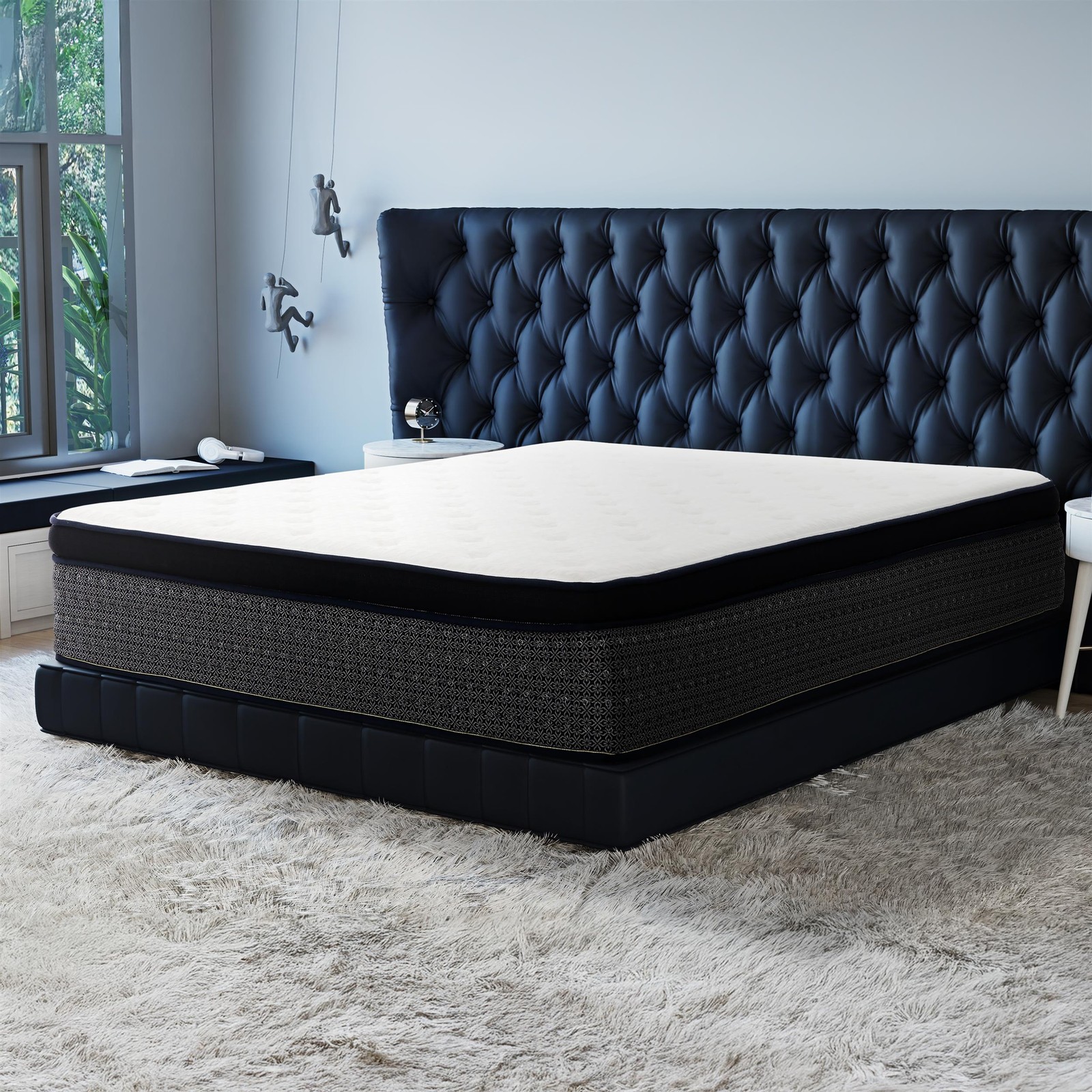 Polar California King Hybrid Euro Top 14 inch Gel Memory Foam Hybrid Mattress