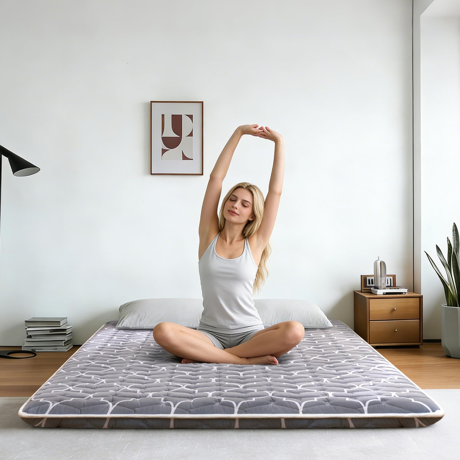 6th Generation Japanese Floor Futon Mattress – Extra-Thick 9-Layer Modern Fut…