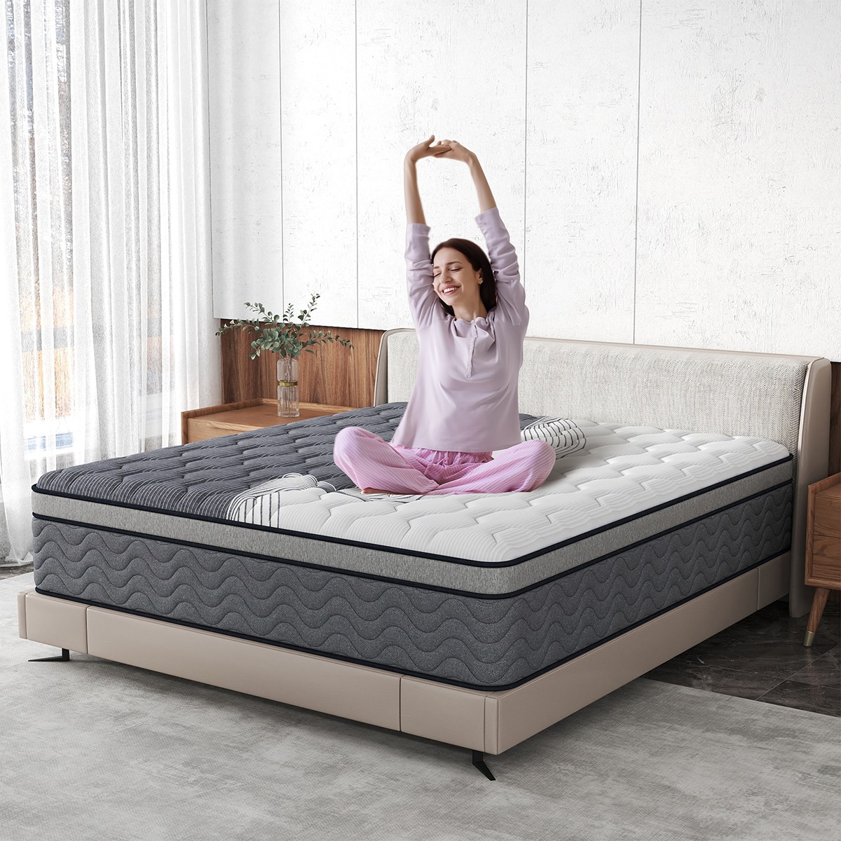12″ Gel Memory Foam Hybrid Spring Mattress Full Queen King In A Box Dual Firm