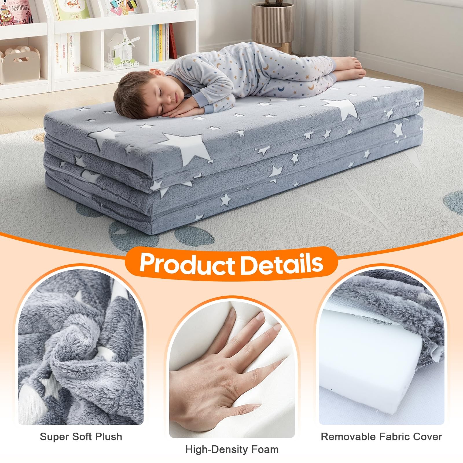 Foldable Kids Floor Mattress, Play Mat Muscle Mat Large 6×4 FT, Thicken Foam …