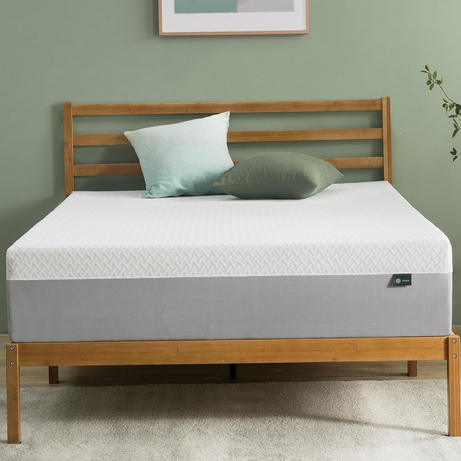 Zinus 12 Inch Green Tea Memory Foam Mattress Queen Fiberglass Free Medium NEW