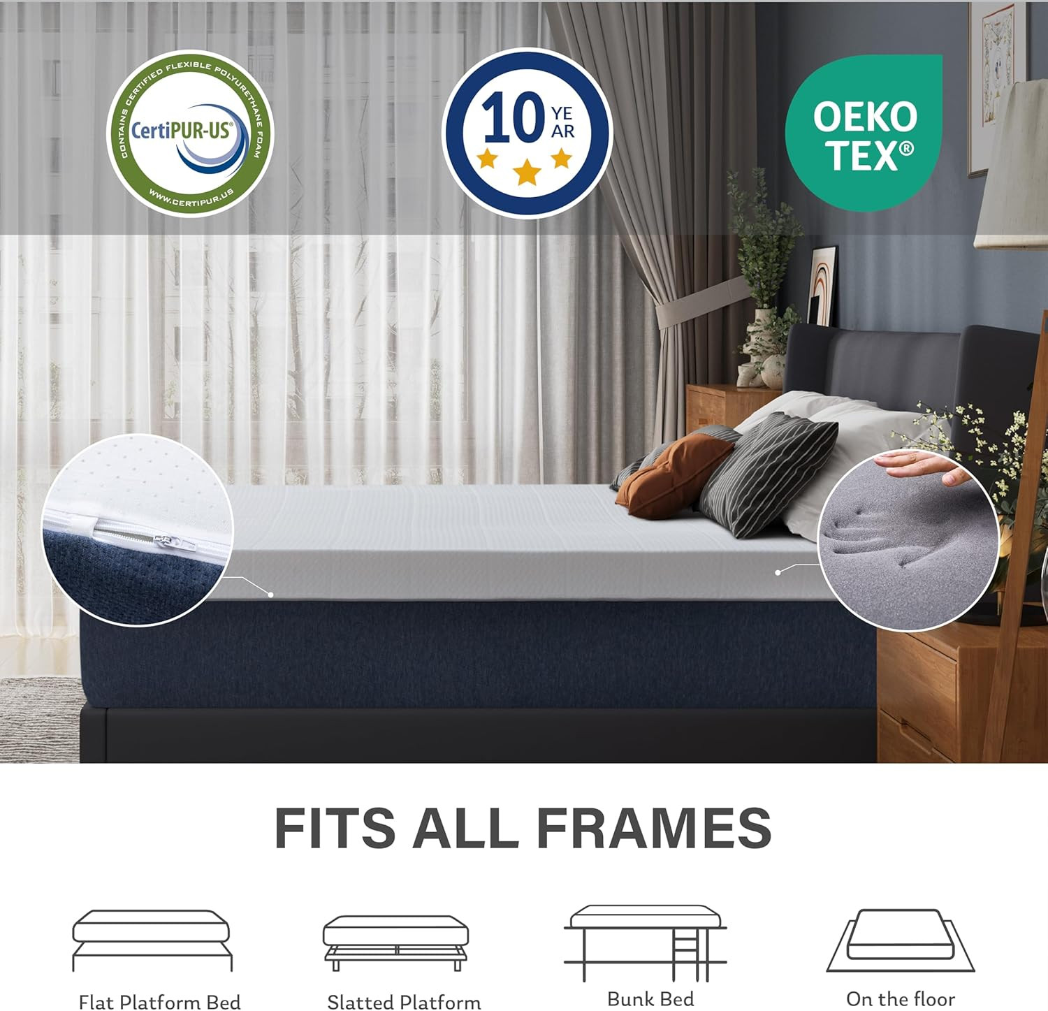 14″ King Memory Foam Mattress, Gel Cooling, Medium Firm, Back Pain Relief