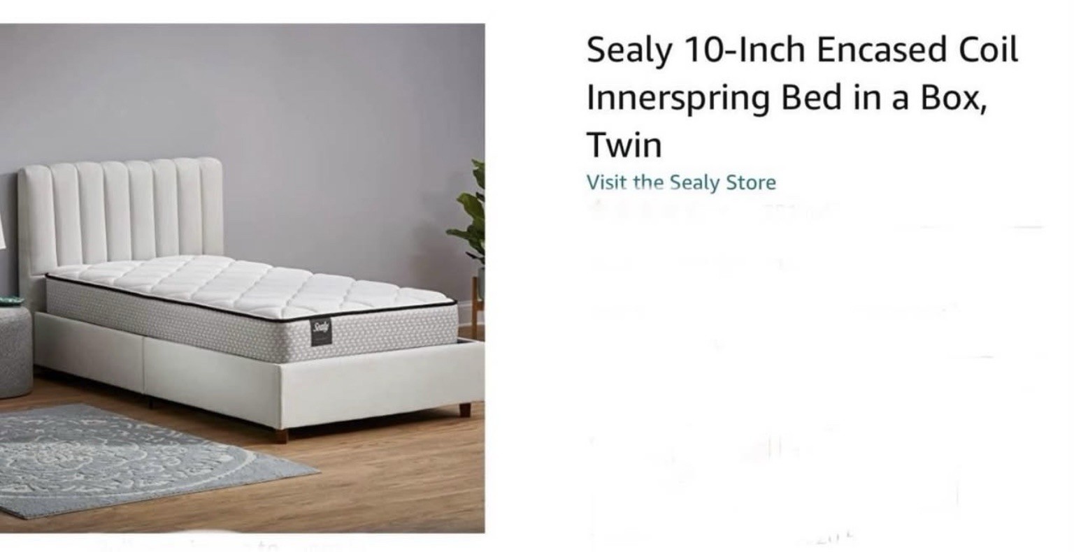 Sealy 10 Inch Encased Coil Innerspring Twin Size Mattress Still Compressed New
