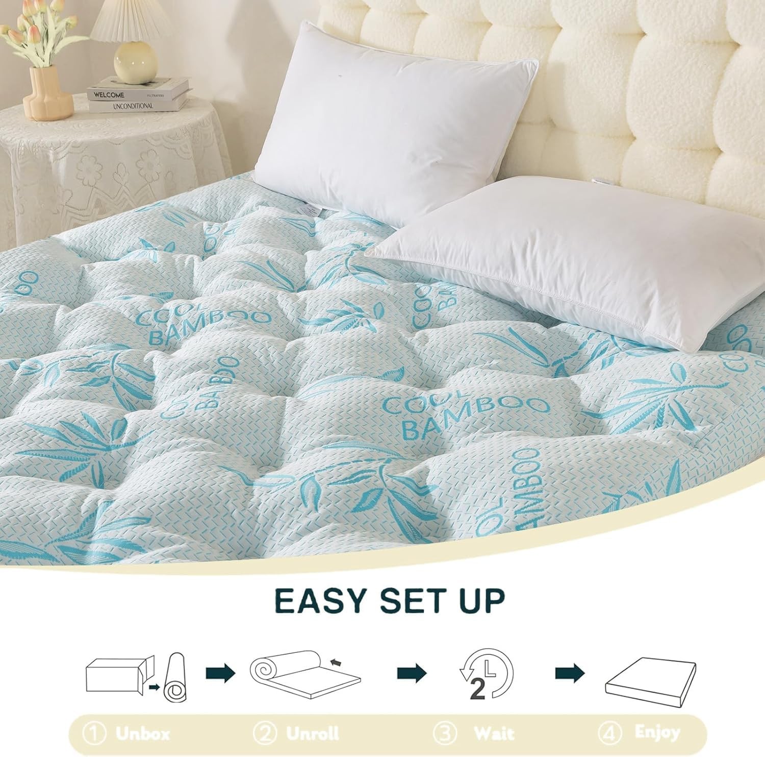 4-5 Inch Mattress Topper Queen Size, 2100 GSM Pillow Top