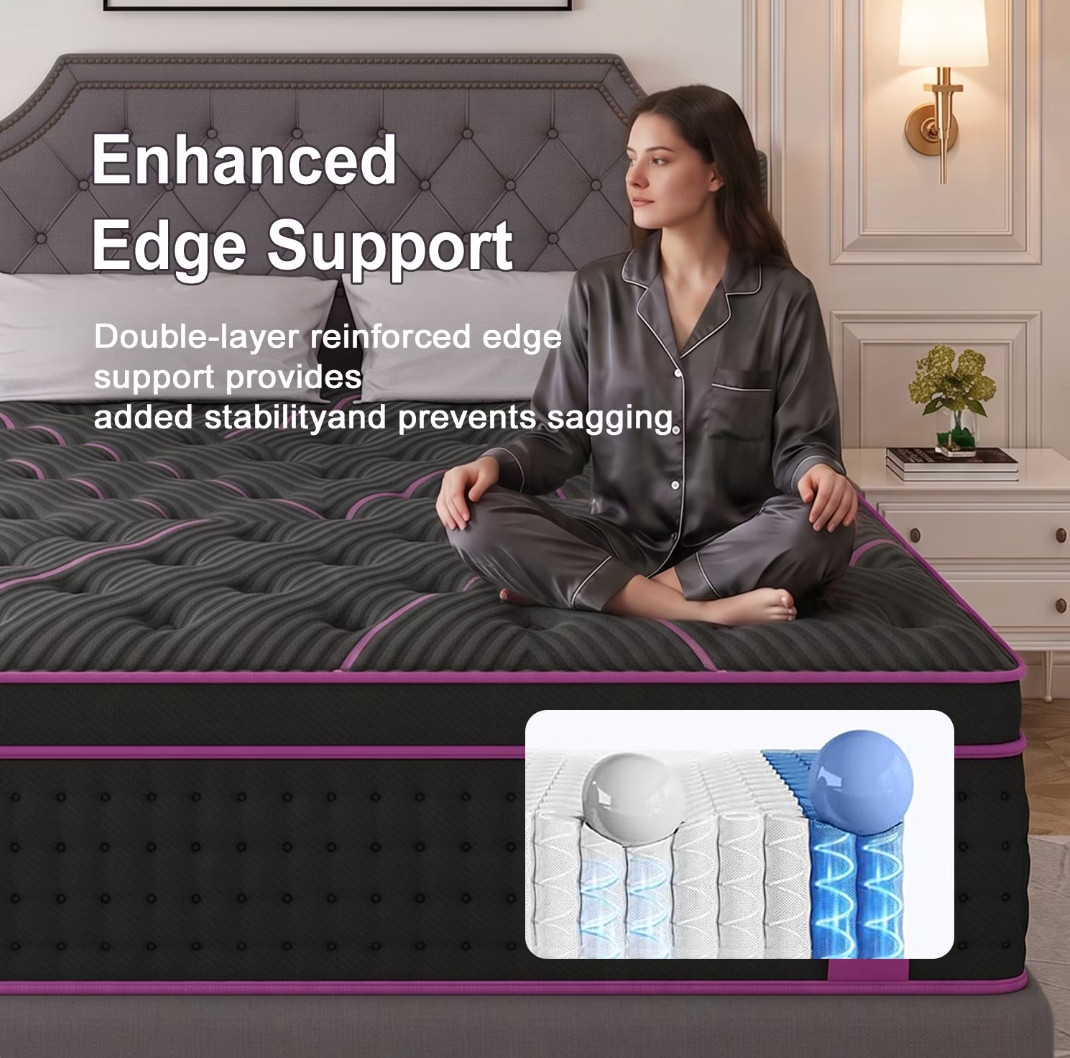 12″ Twin Hybrid Gel Foam Mattress Pocket Spring Medium Firm Box Colchón Twin