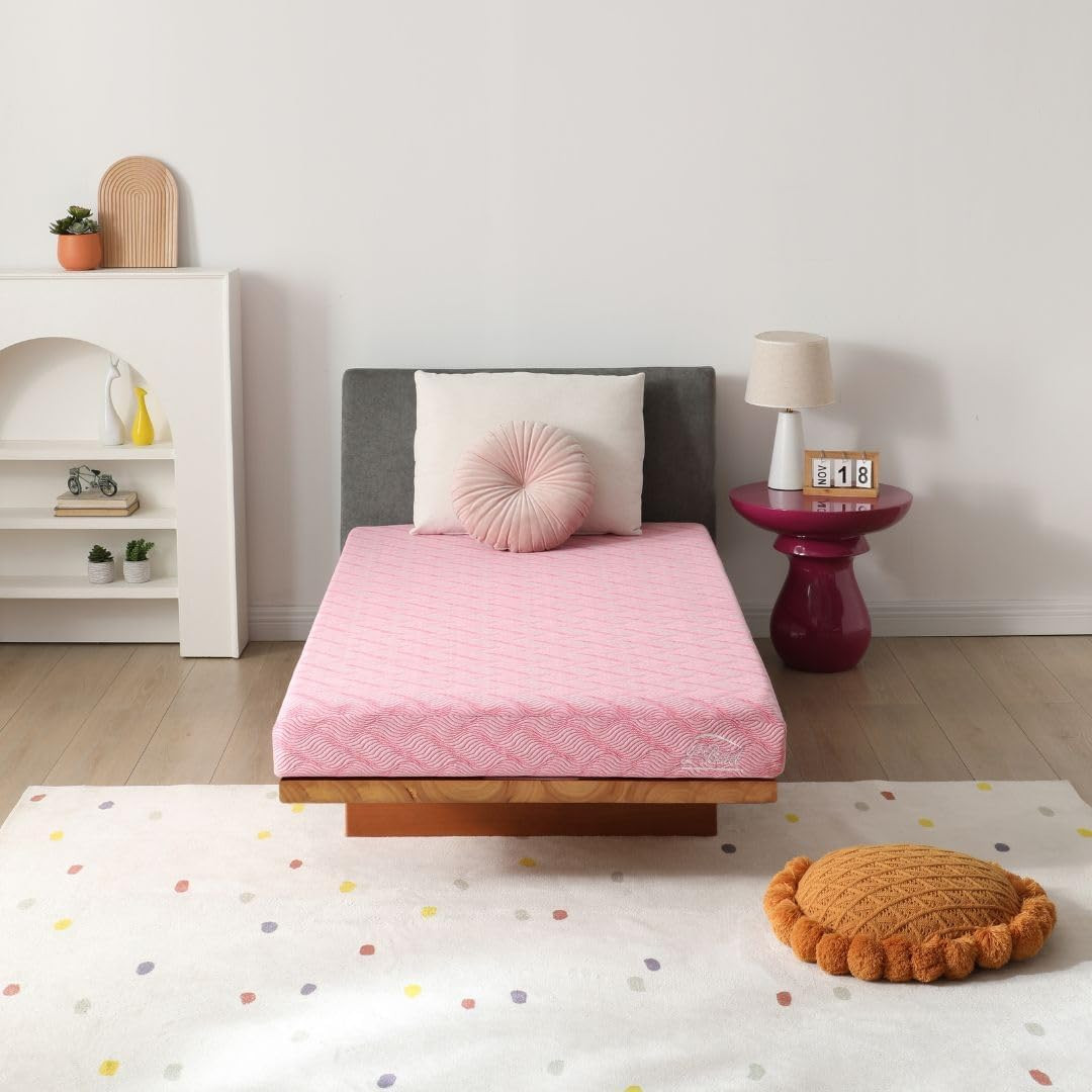 6″ Pink Cooling Memory Foam Mattress – Medium Firm, Safe for Kids & Adults