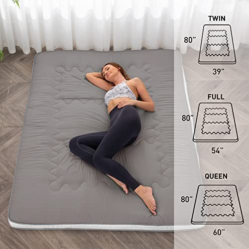 Japanese Floor Futon Mattress Extra Thick Folding Roll Up Bed Twin Darkgrey