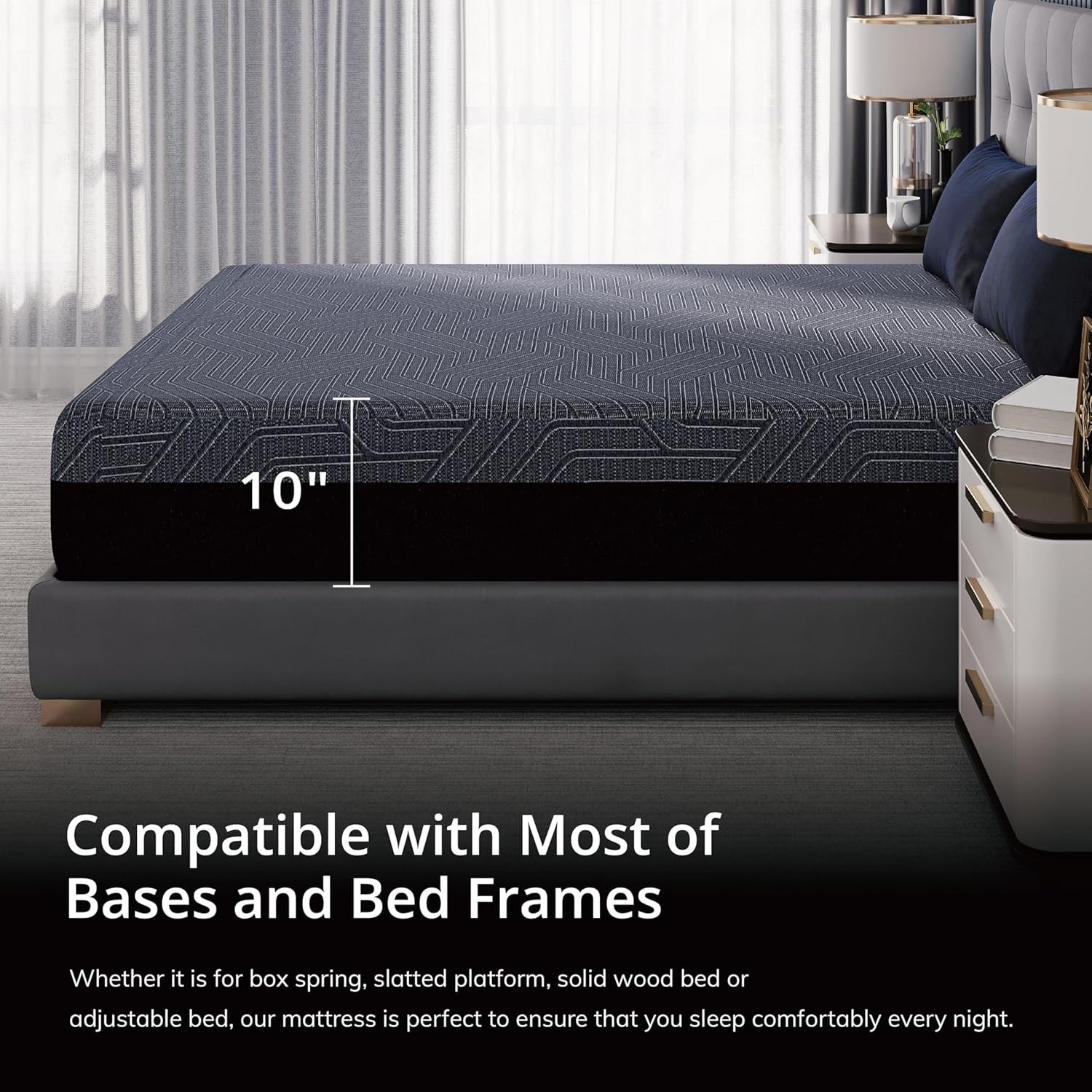 Memory Foam Mattress for Back Pain, Cooling Copper Gel Bed in a