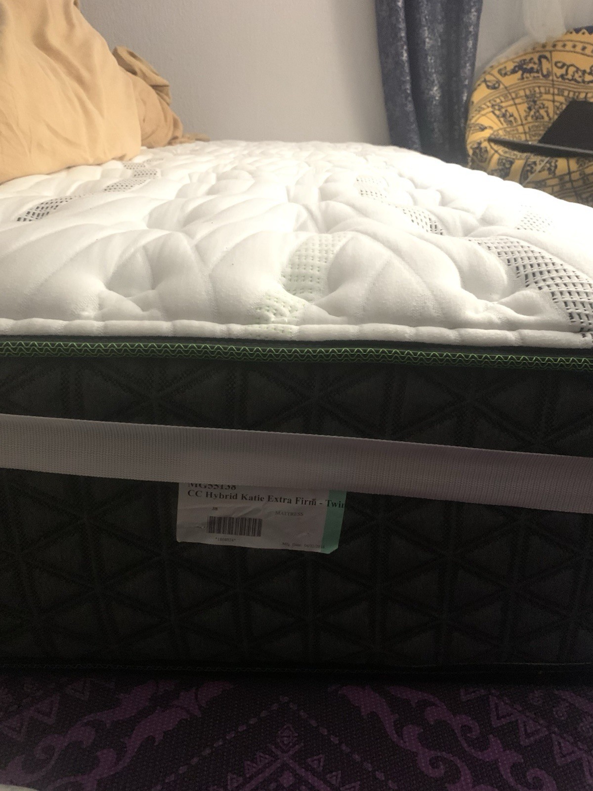 CC Hybrid Katie Extra Firm Twin Mattress White Gray Geometric