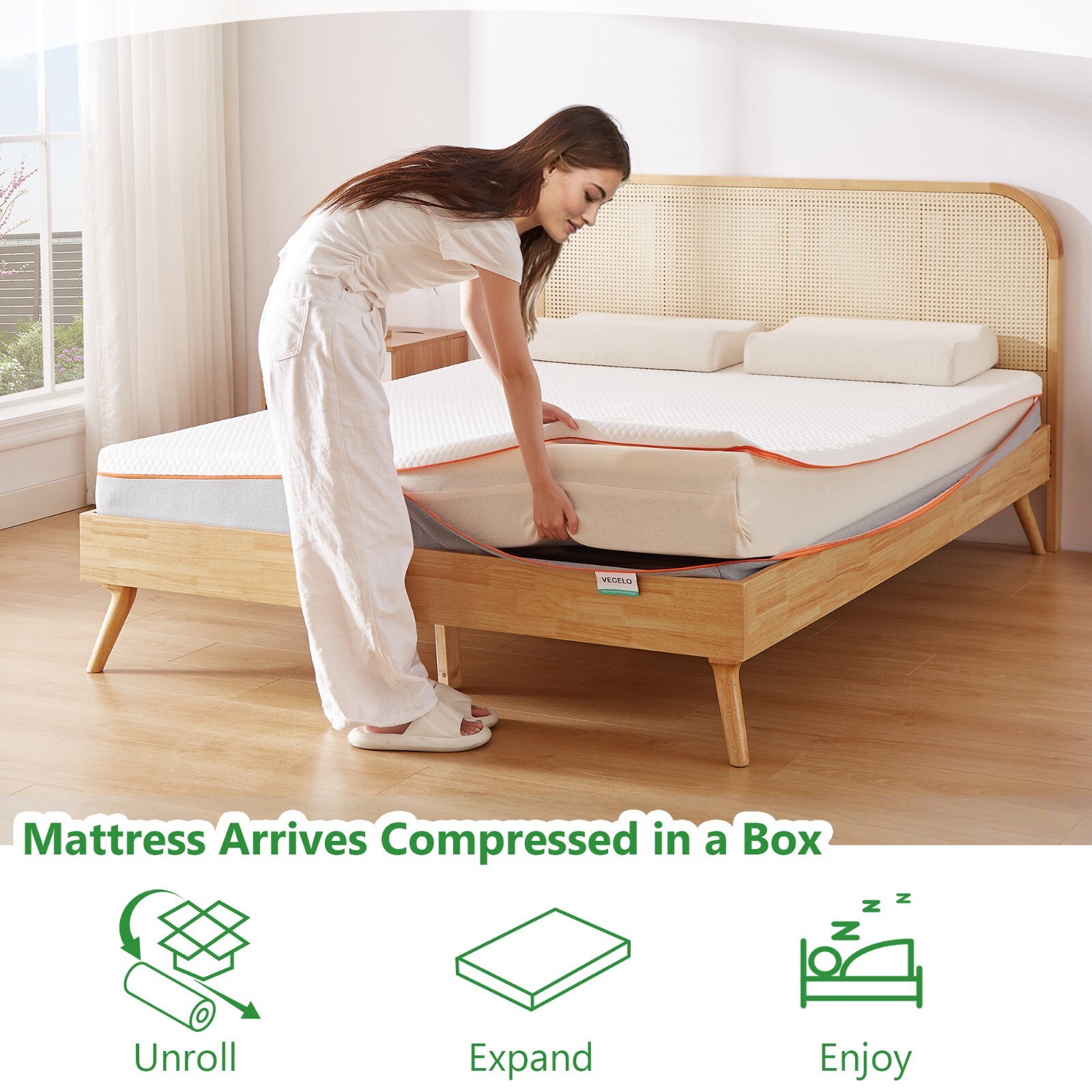 VECELO 8 Inch Mattress Charcoal Infused Memory Foam Medium Firm Pressure Relieve