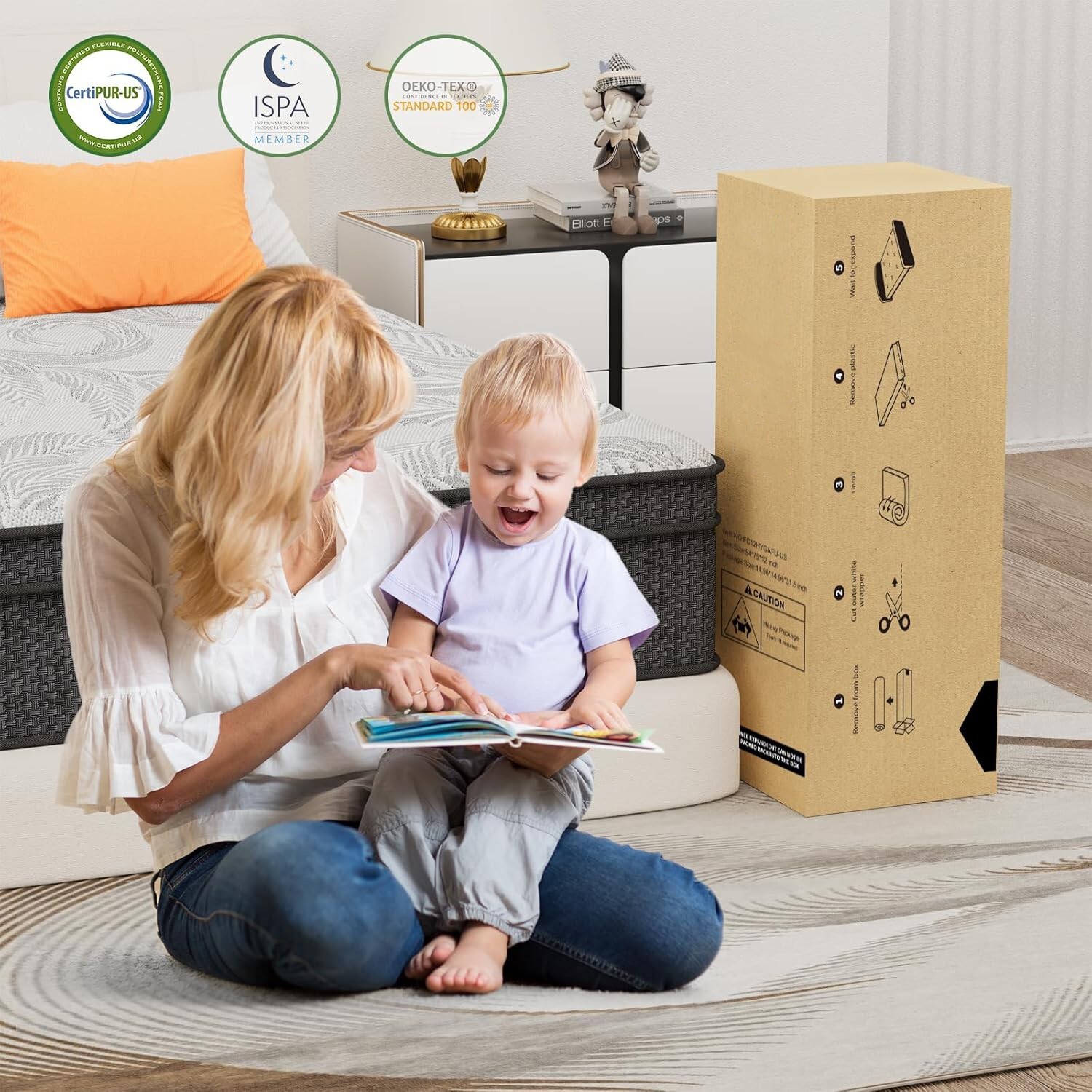 14″ Queen Hybrid Mattress Memory Foam Pocket Spring Mattress, Motion Isolation