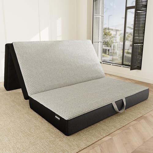 Memory Foam Trifold Mattress Portable Floor Bed 6 Inch, Full 6 Inch-Grey