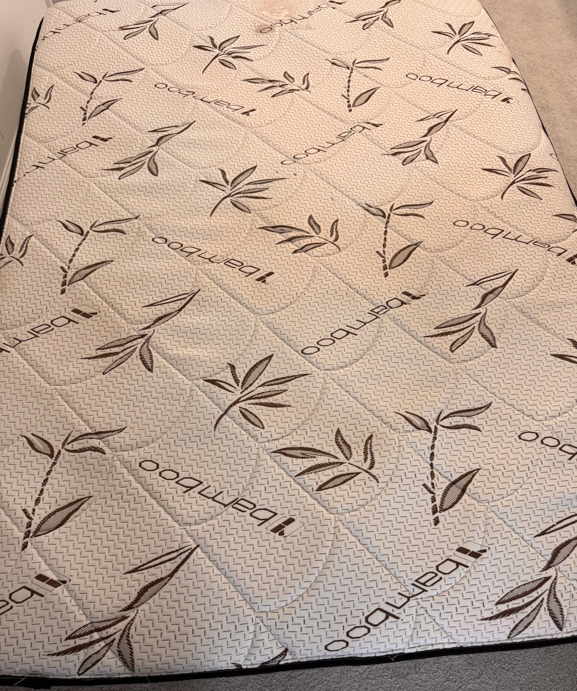 Queen Firm Innerspring Mattress, Floral Fabric Cover, Breathable Beige/Brown