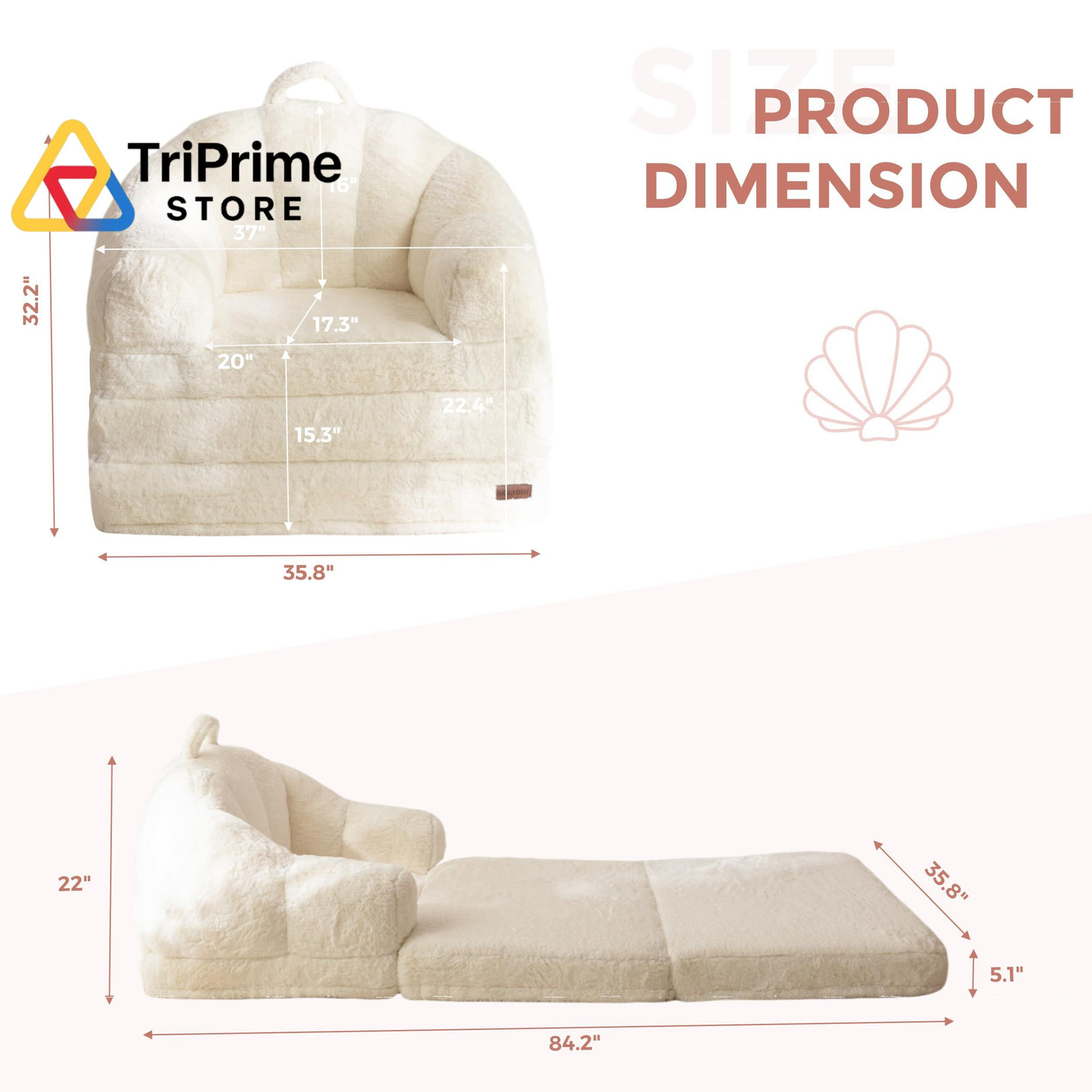 MAXYOYO Folding Sofa Bed, 2 in 1 Convertible to Lounger Single, Beige