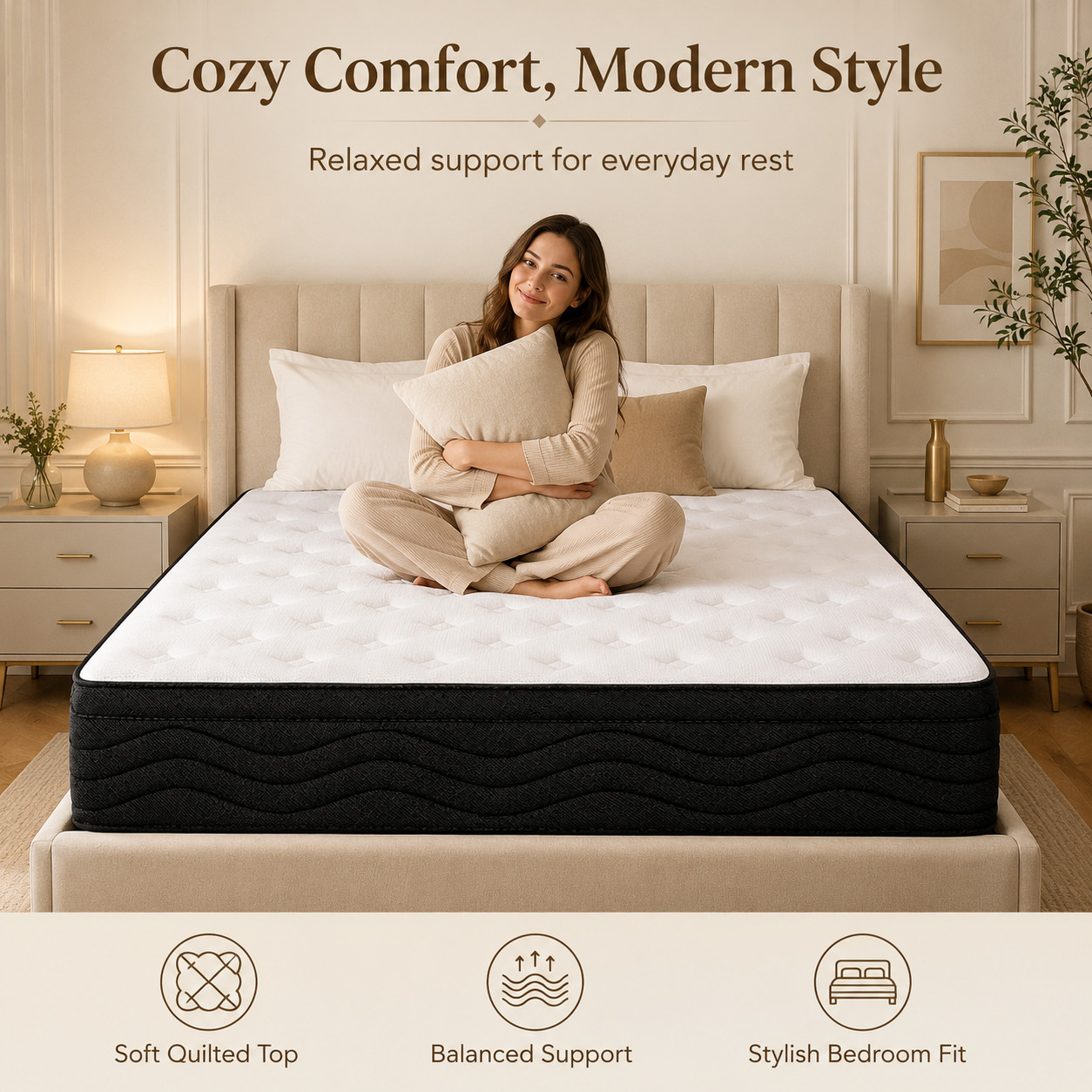 10 Inch King Gel Memory Foam Mattress Medium Firm Cooling Pressure Relief