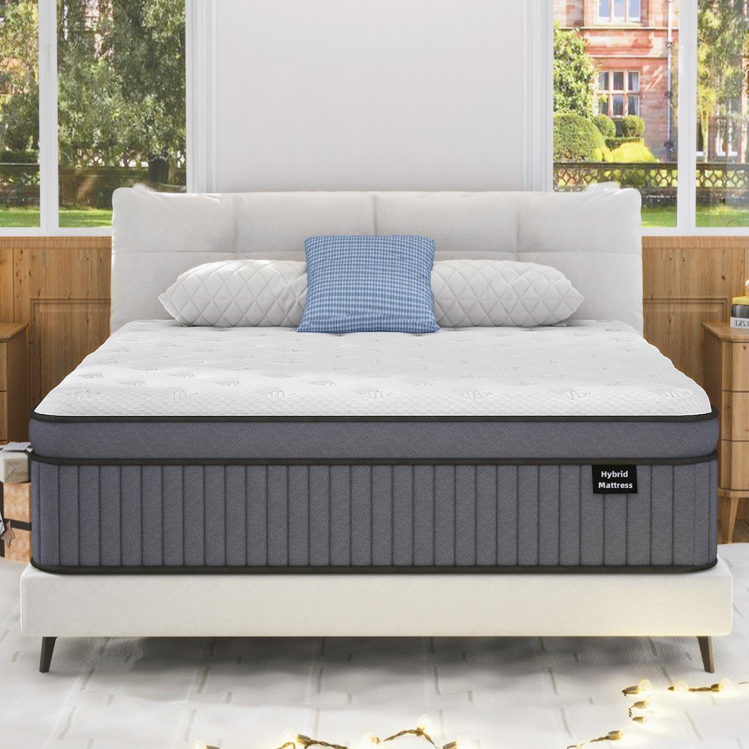 Upgraded 14″ King Hybrid Mattress with Gel Foam & Pocket Springs, 365-Night Tria