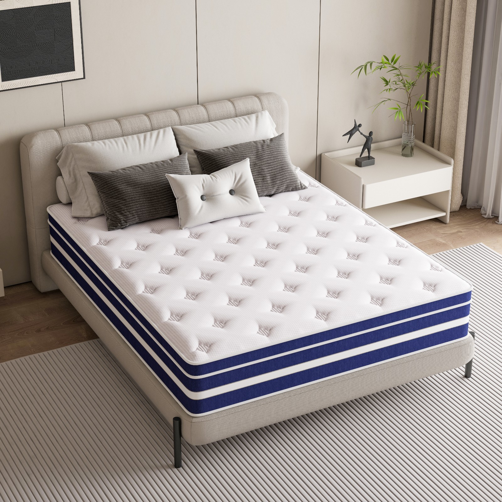 10″ 12″ 14″ Gel Memory Foam Twin Full Queen King Spring Hybrid Mattress in a Box
