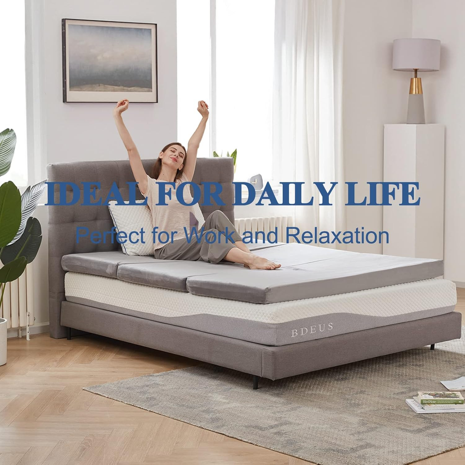 Tri Folding Mattress with Storage Bag 4″ Foldable Mattress Foam Topper Floor Cot