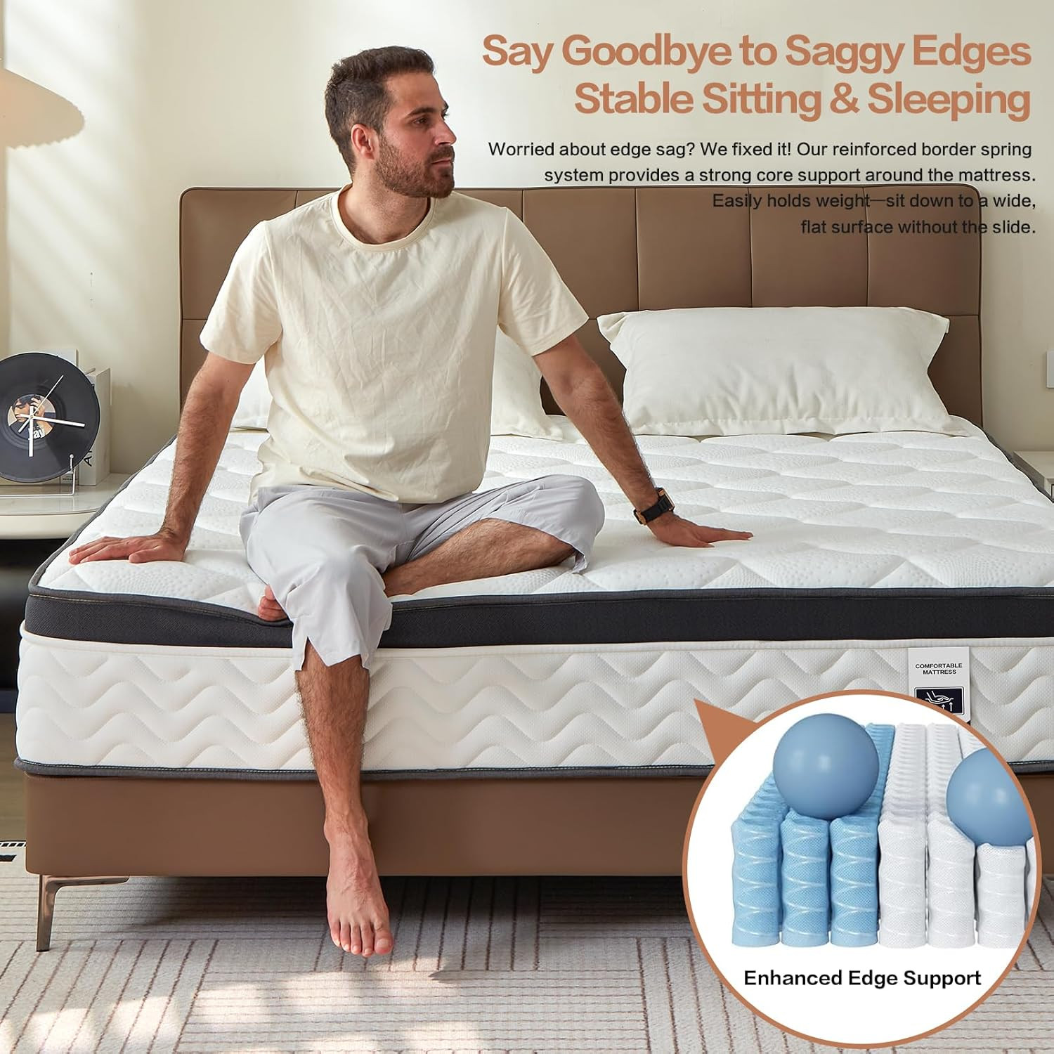 12″ Full Size Memory Foam Hybrid Mattress for Back Pain Relief & Comfort