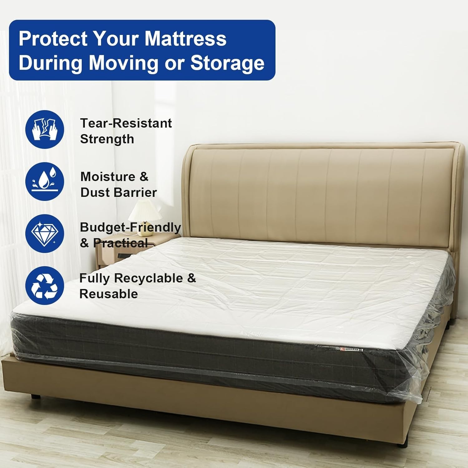 Clear Mattress Bag for King/Queen Size Storage and Disposal 1.5mil Thick