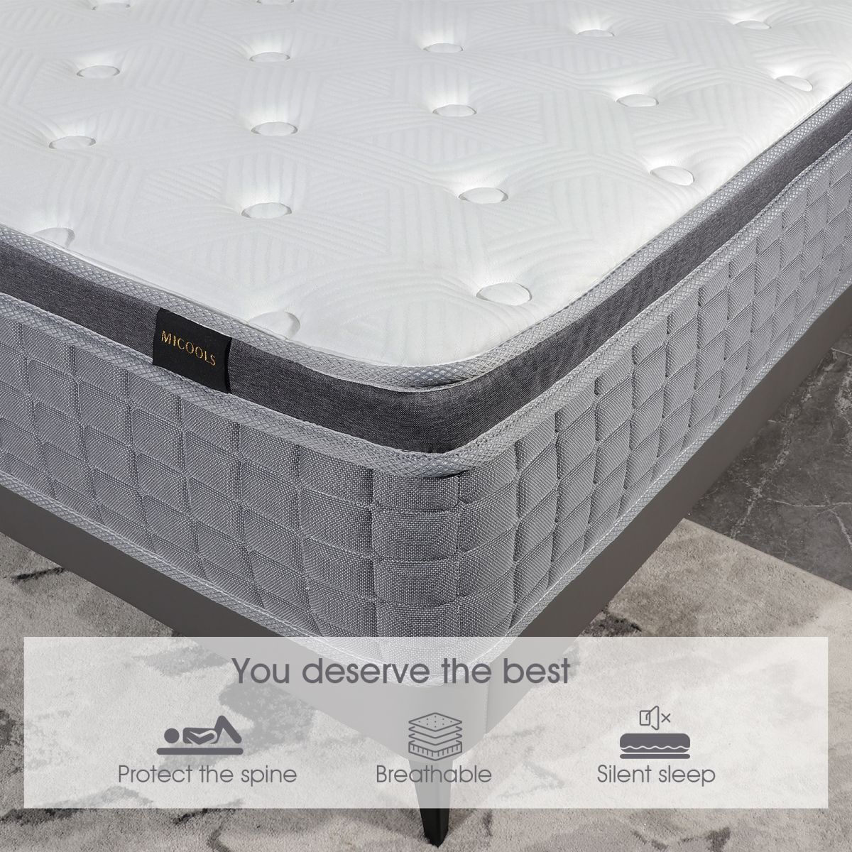 MICOOLS 12 Inch Mattress Twin Full Queen King Bed Size Luxury Mattresses 7 Zone