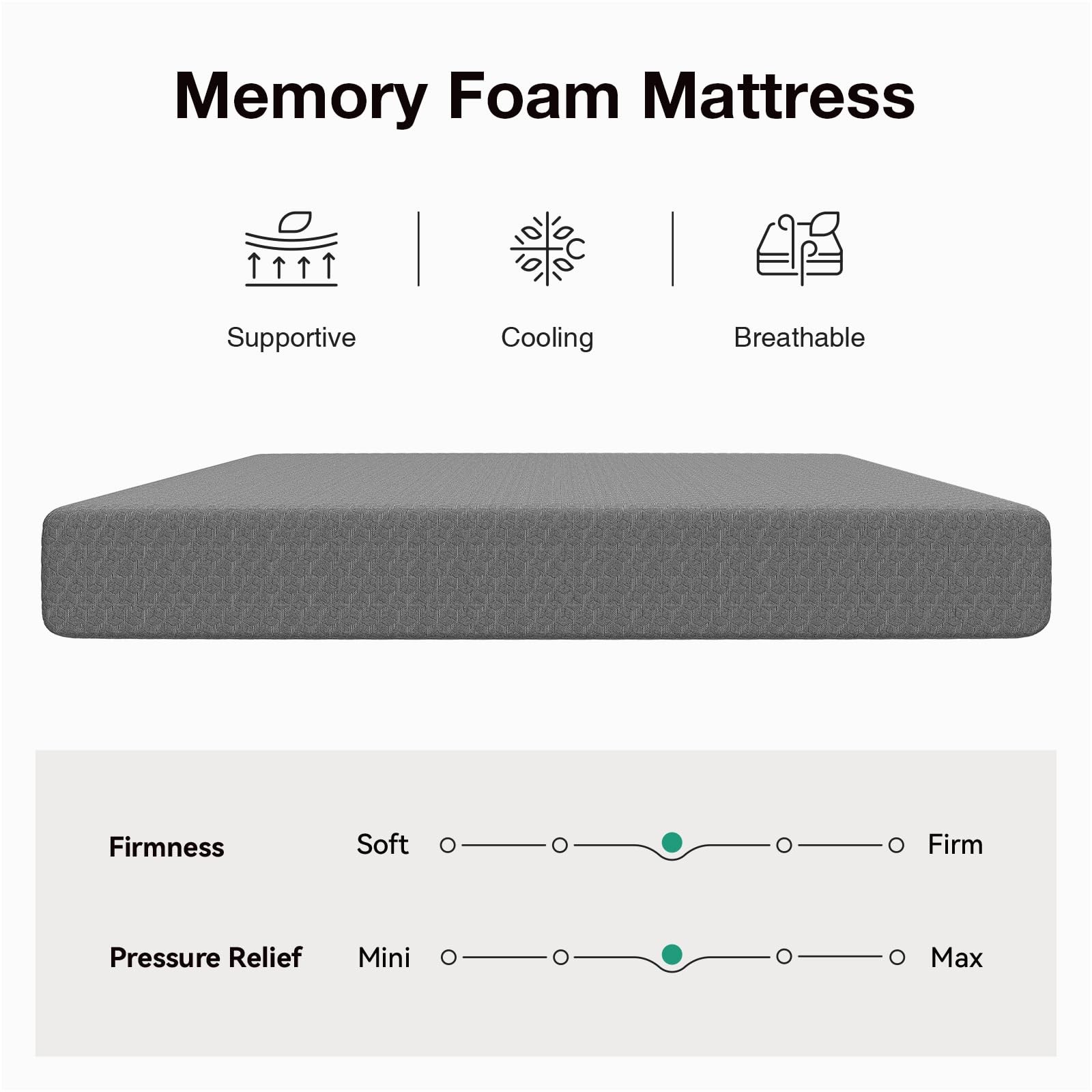 Twin XL Mattress 5 Inch, XL Twin Memory Foam Mattress in a Box with Airflow W…