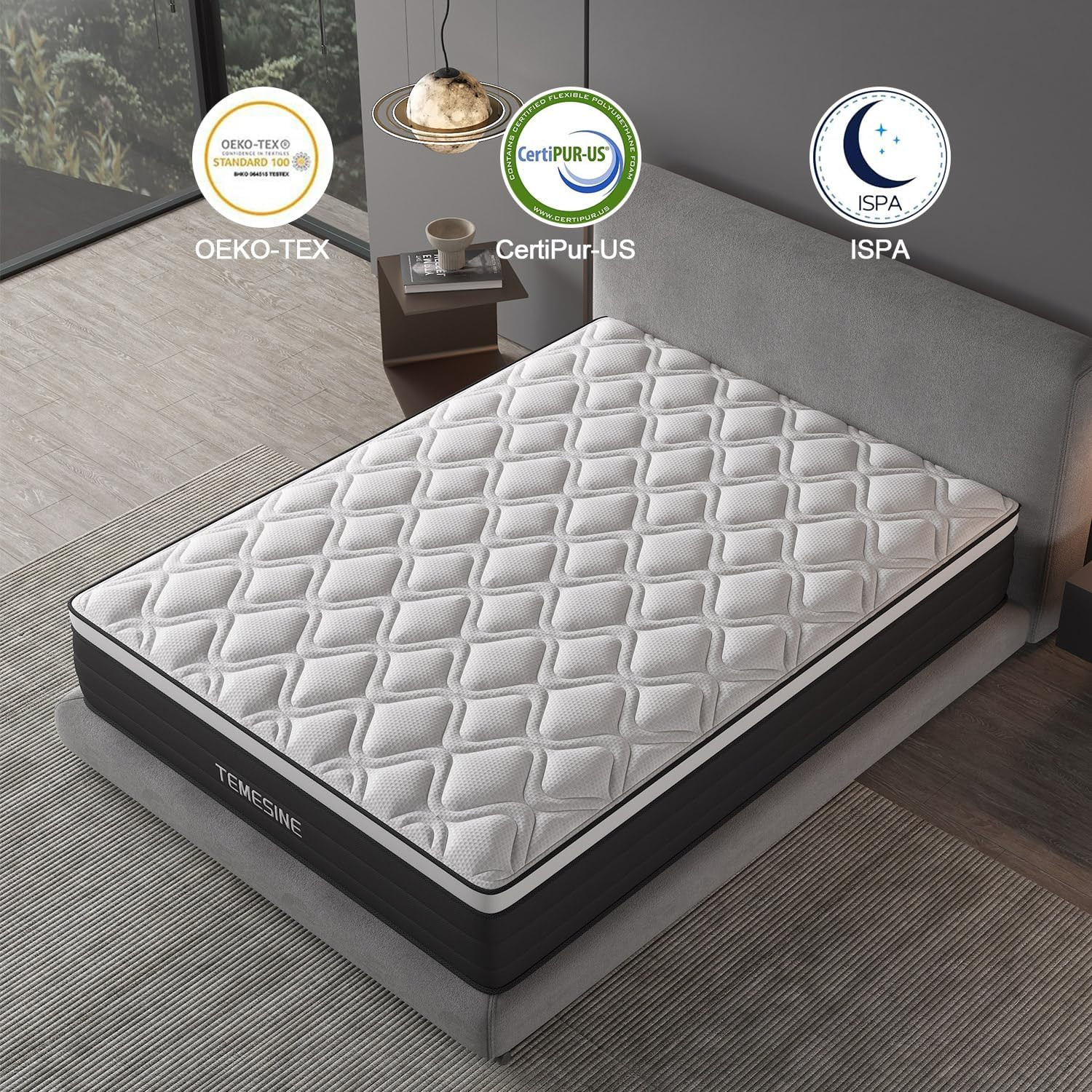 14″ Queen Hybrid Mattress – Gel Memory Foam, Pocket Springs, Medium Firm