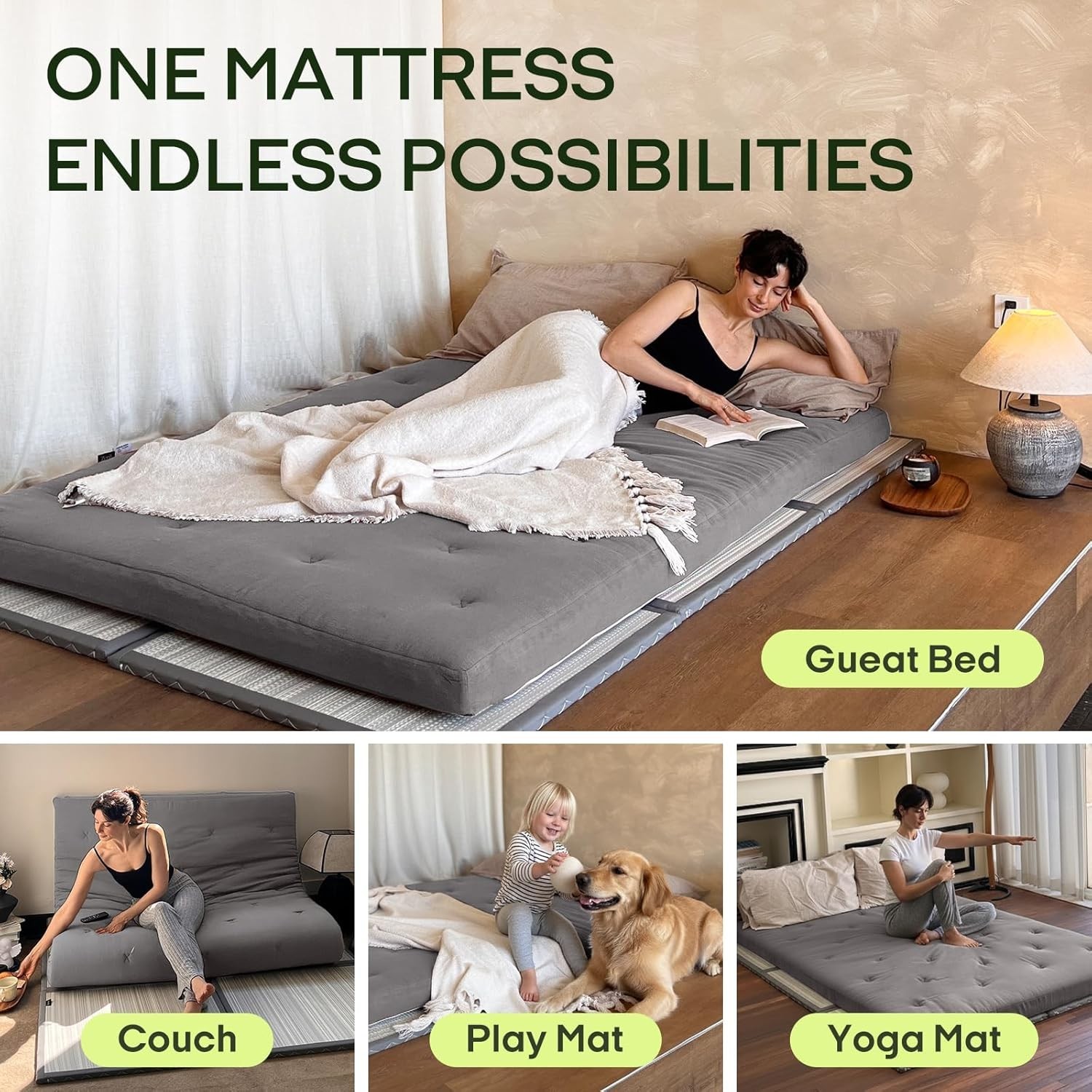 Floor Futon Mattress Queen Size 80×60 Foldable Portable Tatami Bed
