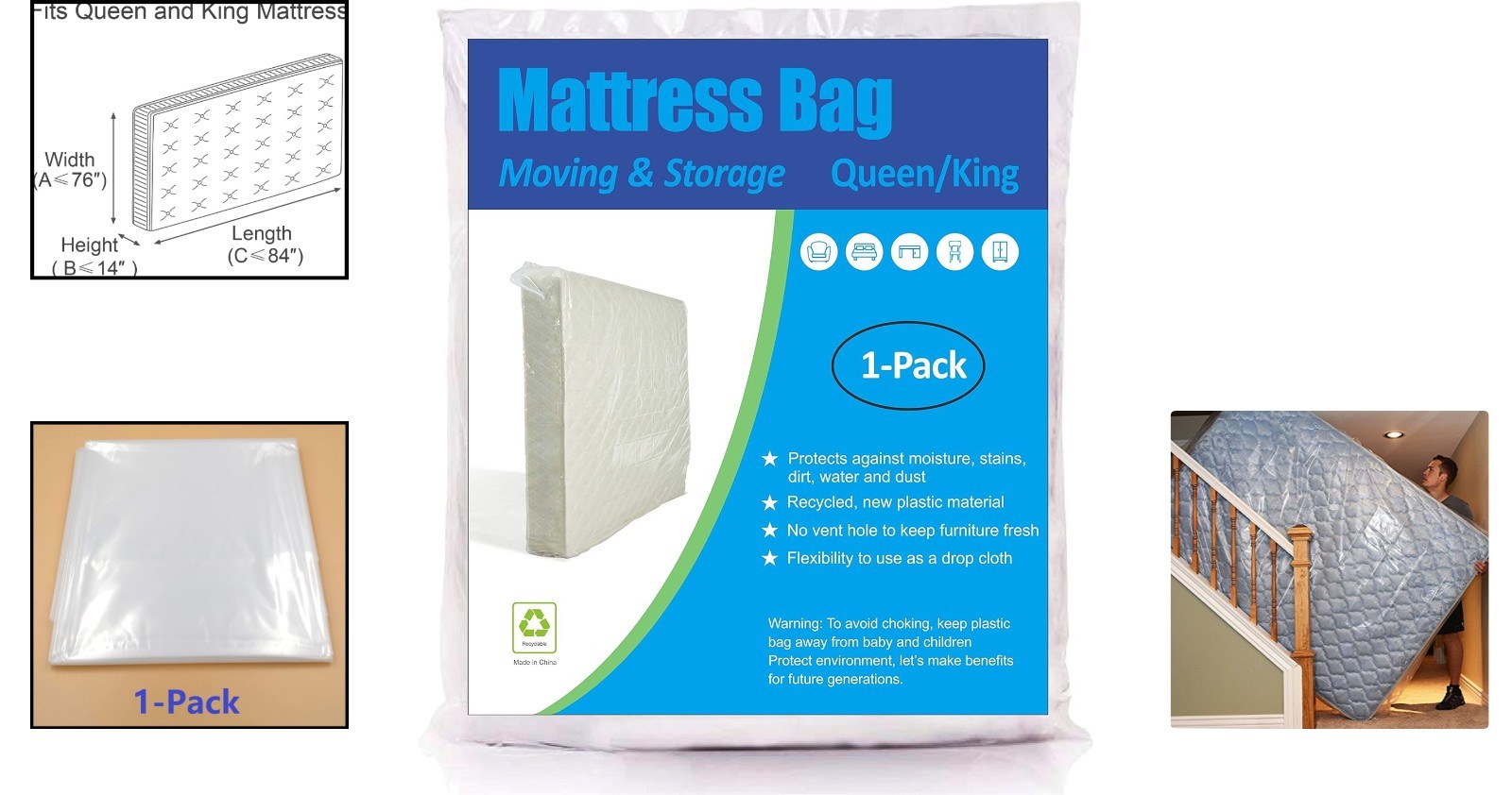 Lightweight Mattress Bag for Queen/King Size – Perfect for Storage & Moving