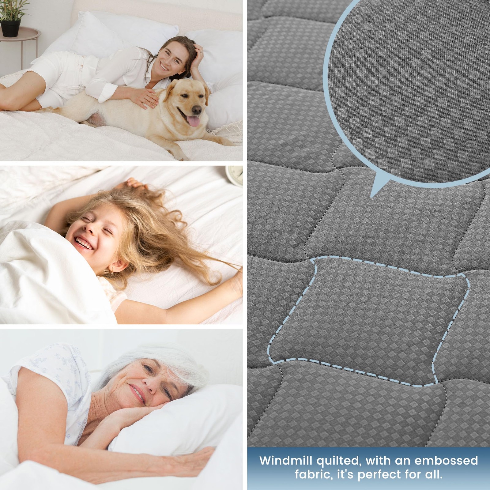 SLEEP ZONE Waterproof Mattress Protector Pad King Machine King, Gray