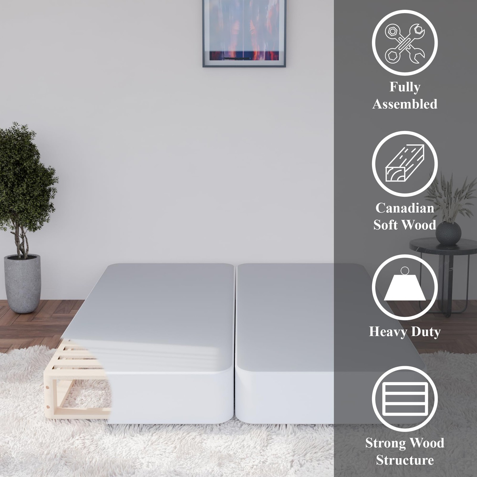 , 4-Inch Sturdy Box Spring for Mattress Support-Durable and Fully Assembled, …