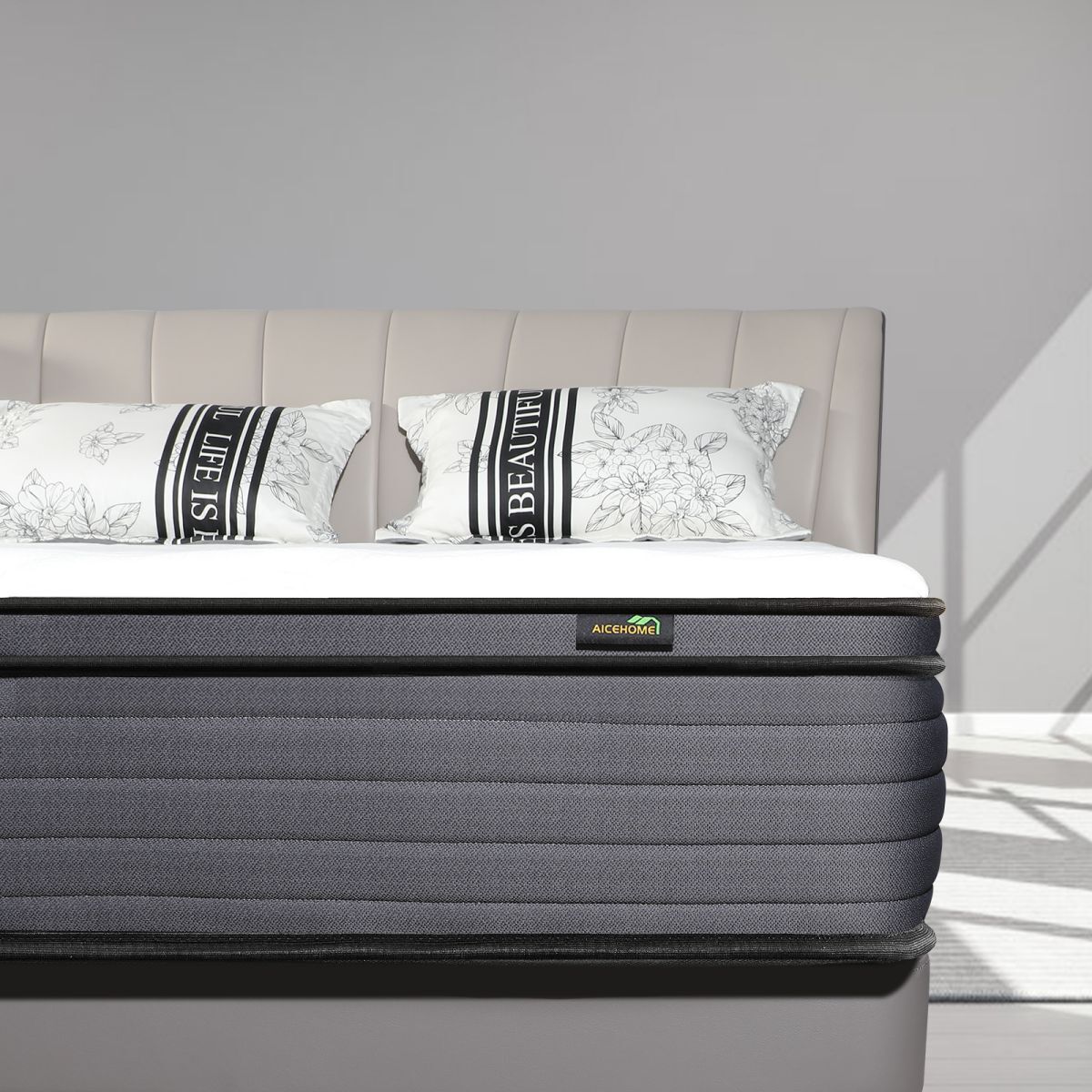 12″ King Size Mattress Breathable Hybrid Spring Medium Firm Mattresses in a box