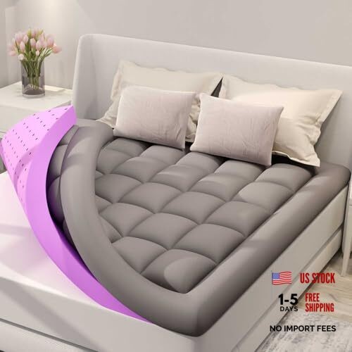 Dual Layer 5 Inch Memory Foam Mattress Topper Size, 2 Inch Gel Queen Dark Gray