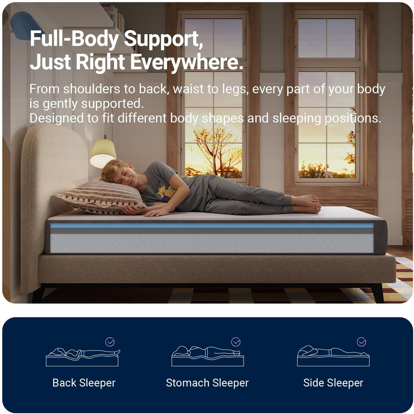 8″ Gel Memory Foam Full Mattress with Removable Cover & Breathable Comfort
