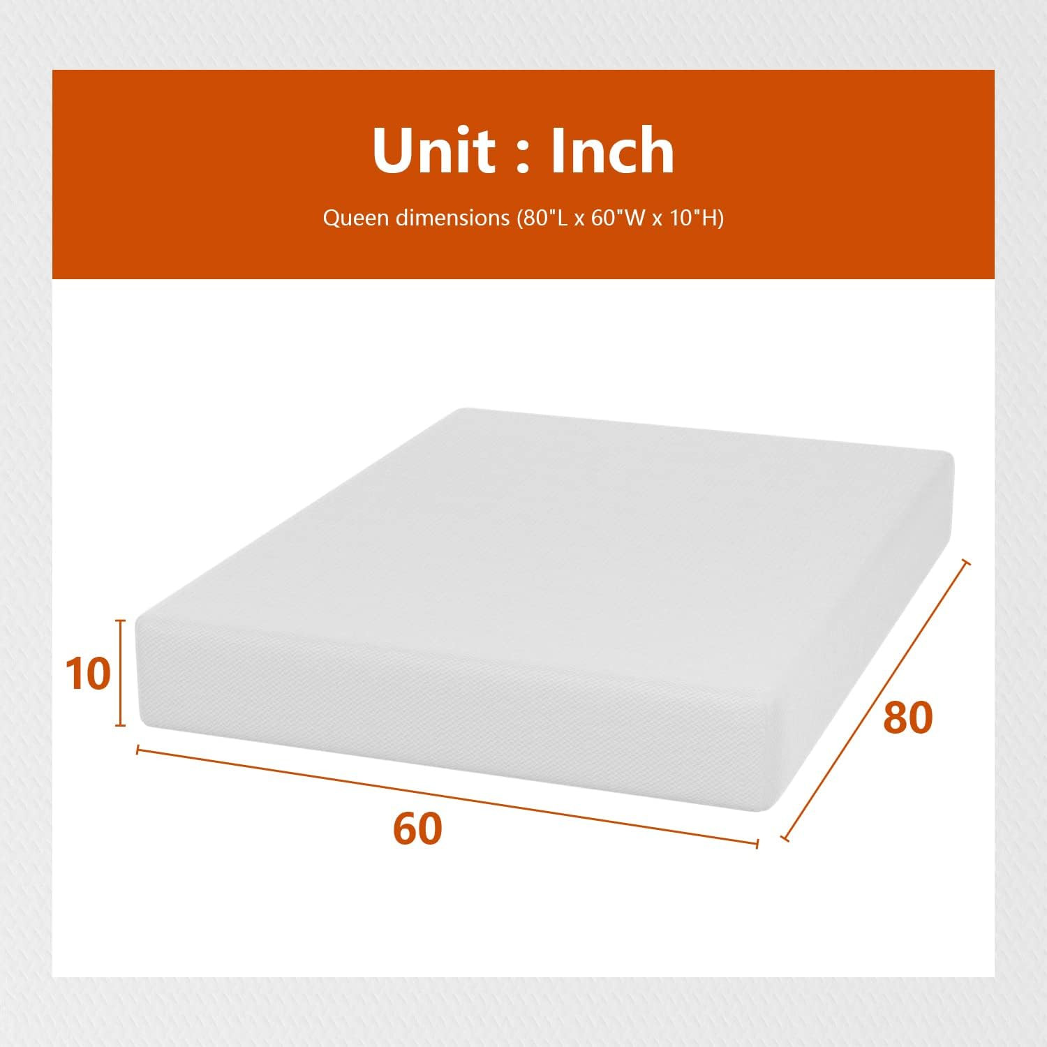 10″ Queen Foam Mattress – CertiPUR-US, Removable Cover, Soft & Comfortable