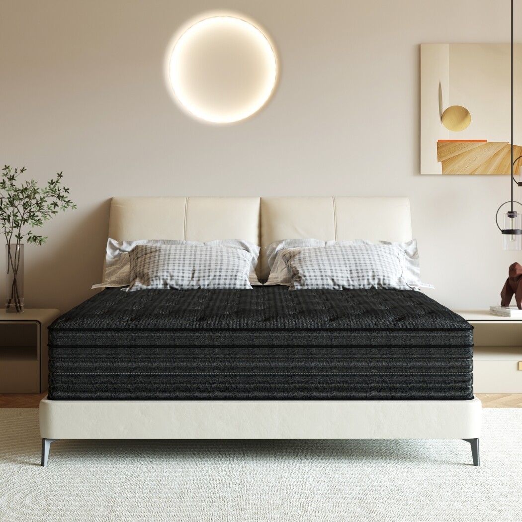 12″14″ Mattress in A Box Innerspring Memory Foam Twin Full Queen King Cool Black