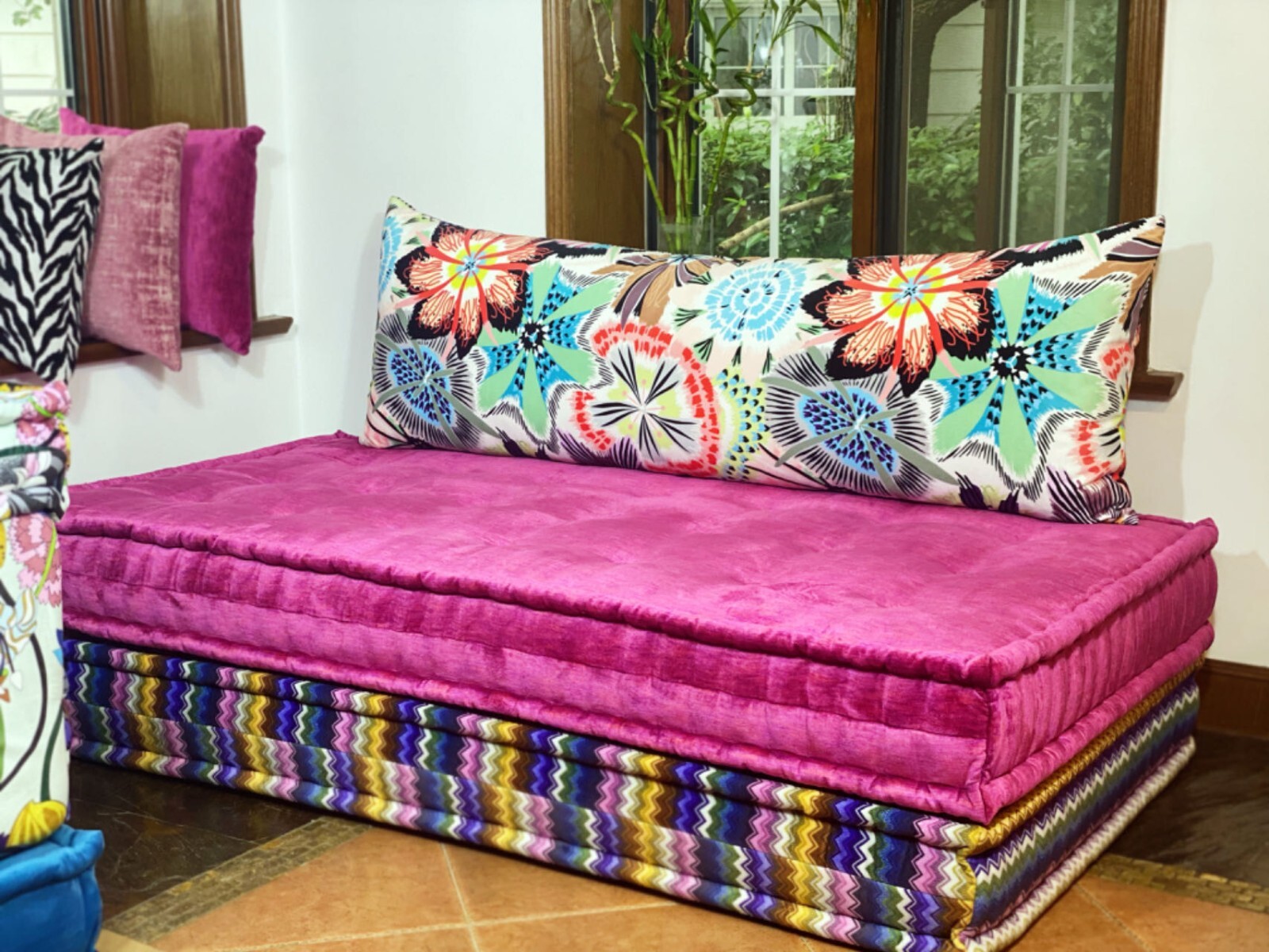 French Hand Tufted Daybed Mah Jong Sofa Modular Sectional Sofa Couch Lounge Set
