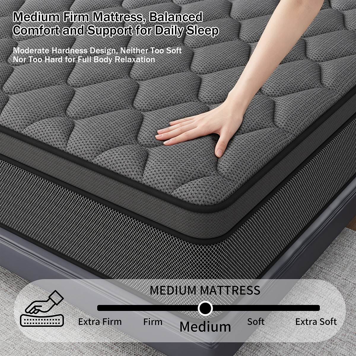 8″ 12″ 14″ Mattress Gel Memory Foam Pocket Spring Twin Full Queen King In A Box