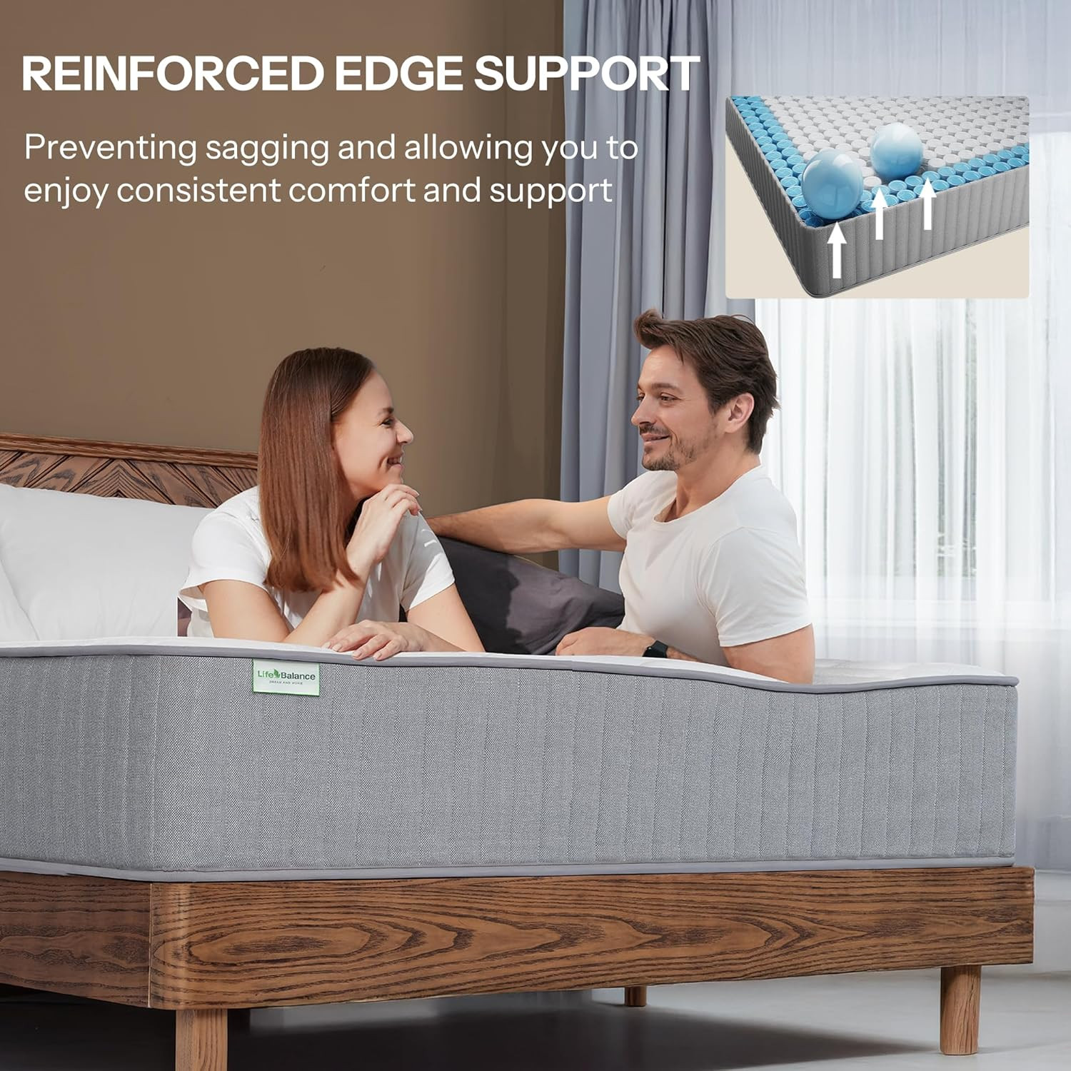 12″ Hybrid Queen Mattress – Cooling Gel, Pocket Coils, USA Made, CertiPUR-US