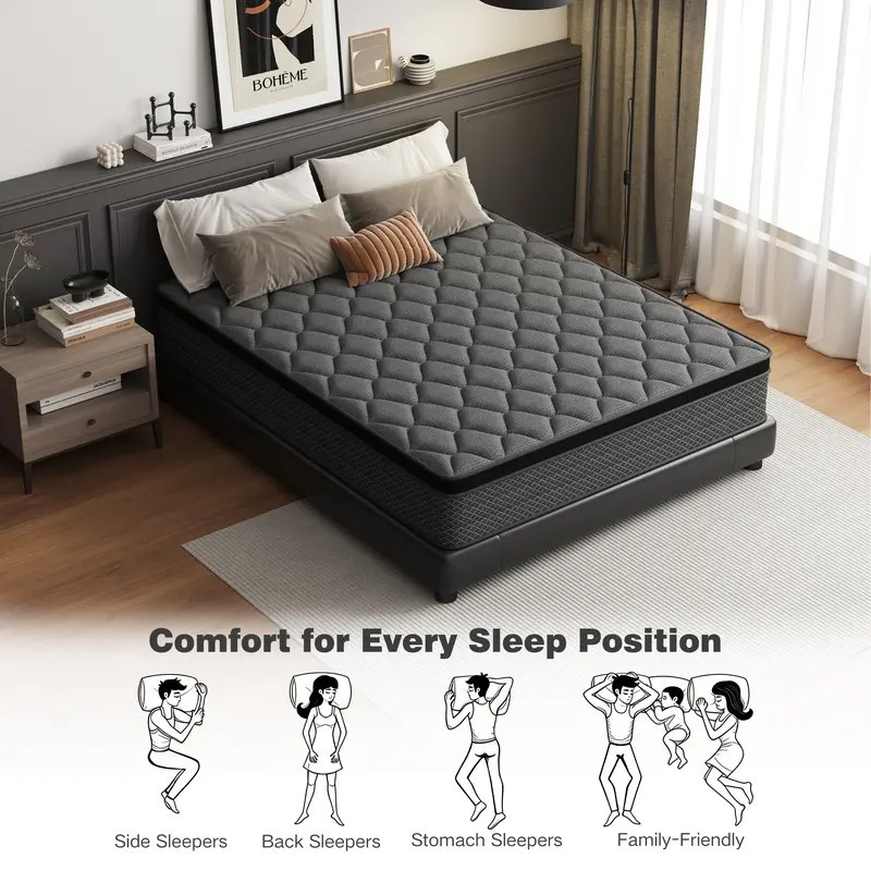 10/ 12/ 14″ Gel Memory Foam Twin Full Queen King Spring Hybrid Mattress in a Box