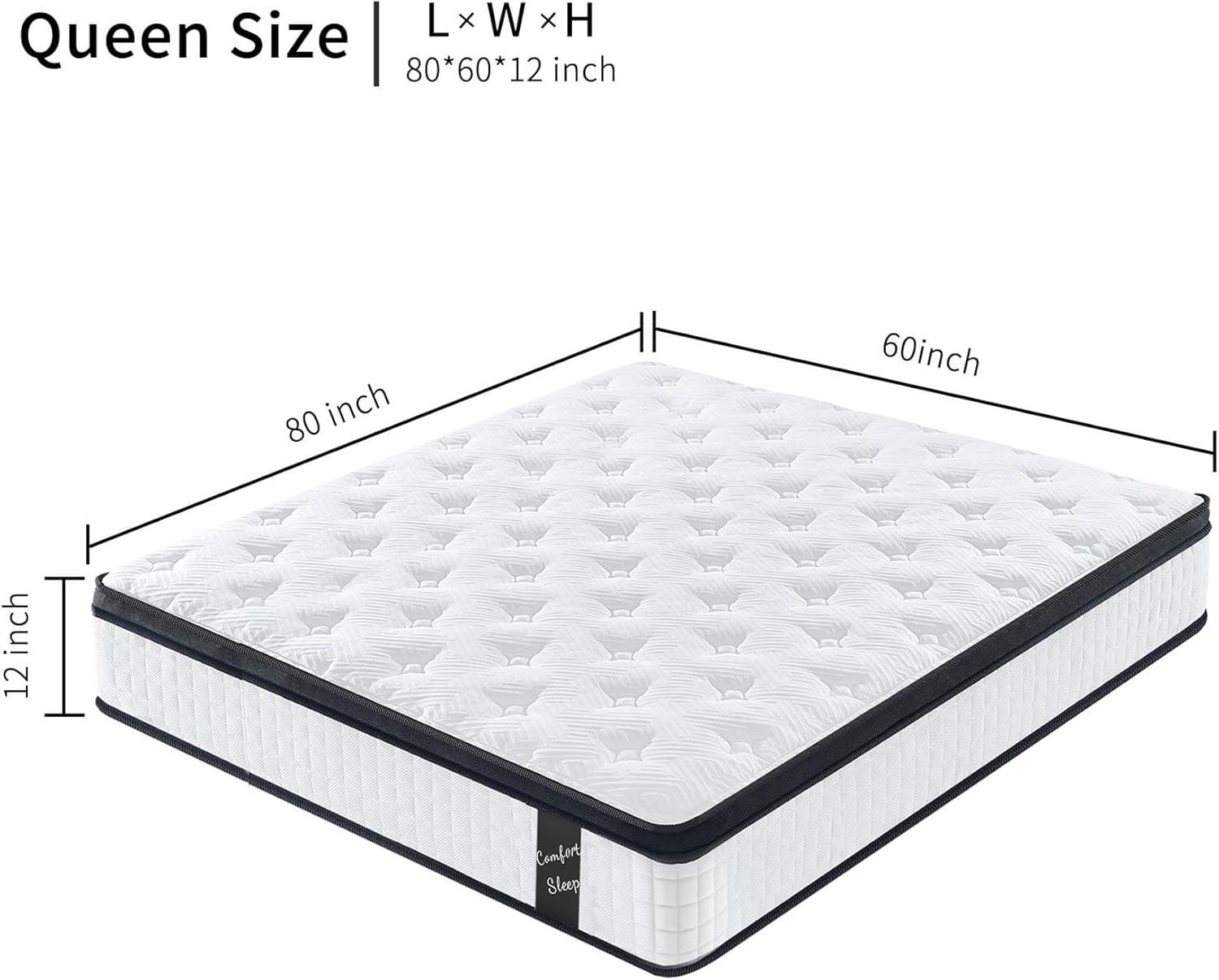 Queen 12 Inch Medium Firm Memory Foam Hybrid Mattress Pocket Spring Cooling