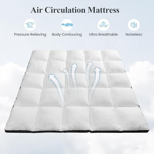 Shredded Memory Foam Bed Topper, 2000GSM Plush Pillow Top Queen-2000GSM White