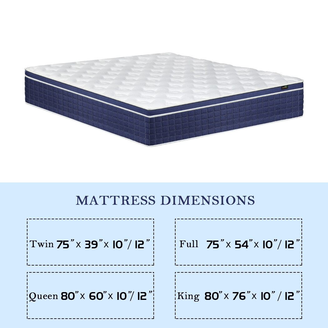 14″/12″ Mattress Twin Full Queen King Size InnerSpring Memory Foam Bed in A Box