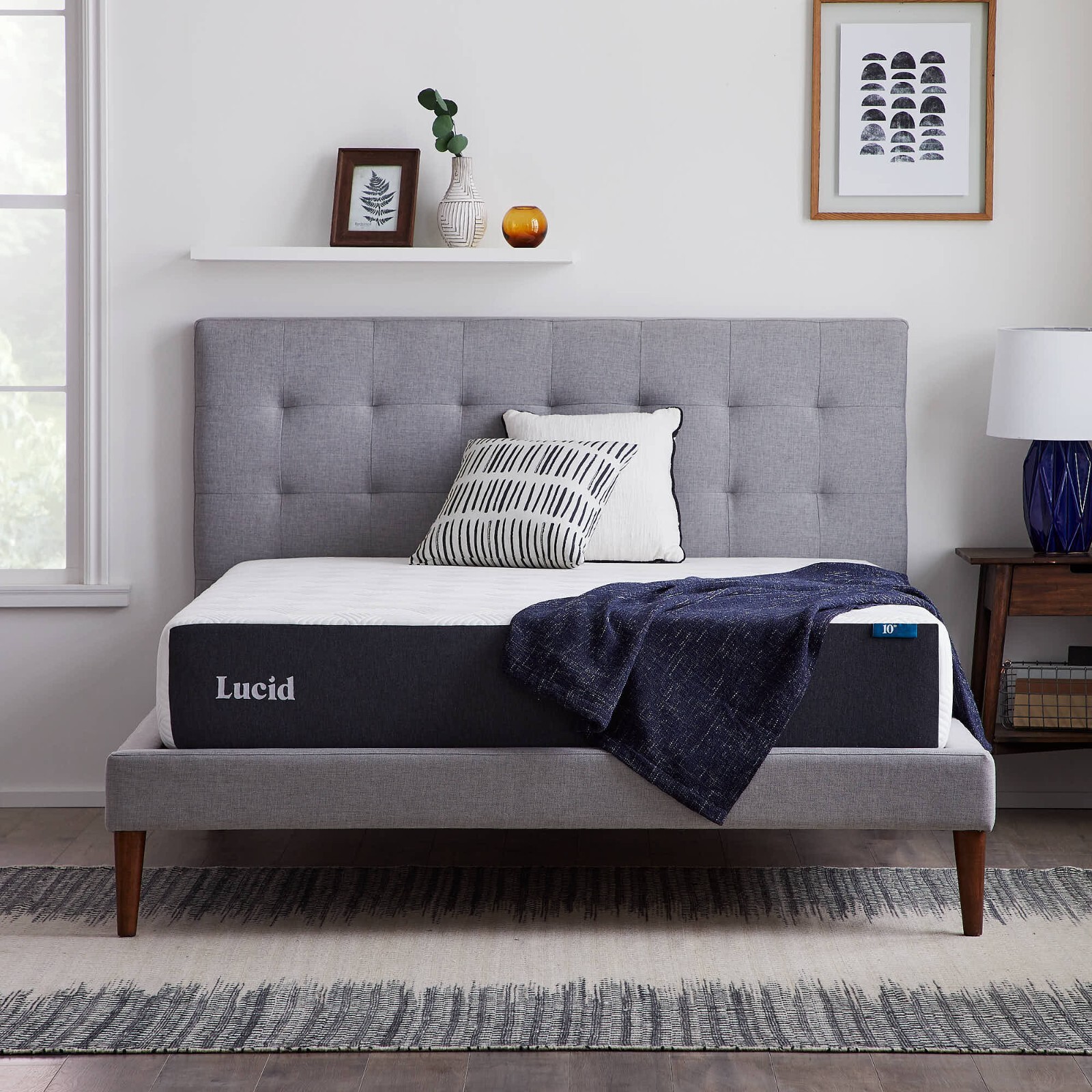 LUCID 10 Inch Memory Foam Mattress – Bamboo Charcoal and Gel Infusions