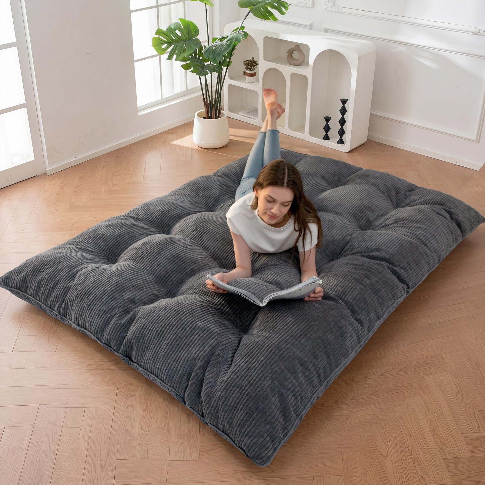6″ Japanese Floor Mattress, Foldable Futon Mattress Queen Size, Tufted Roll U…