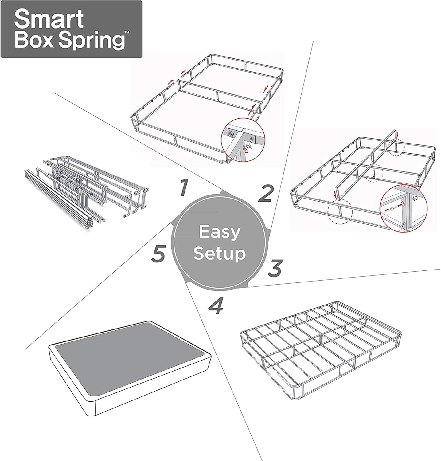 Zinus 9 Inch Metal Smart Box Spring Mattress Foundation Strong Metal Frame Twin