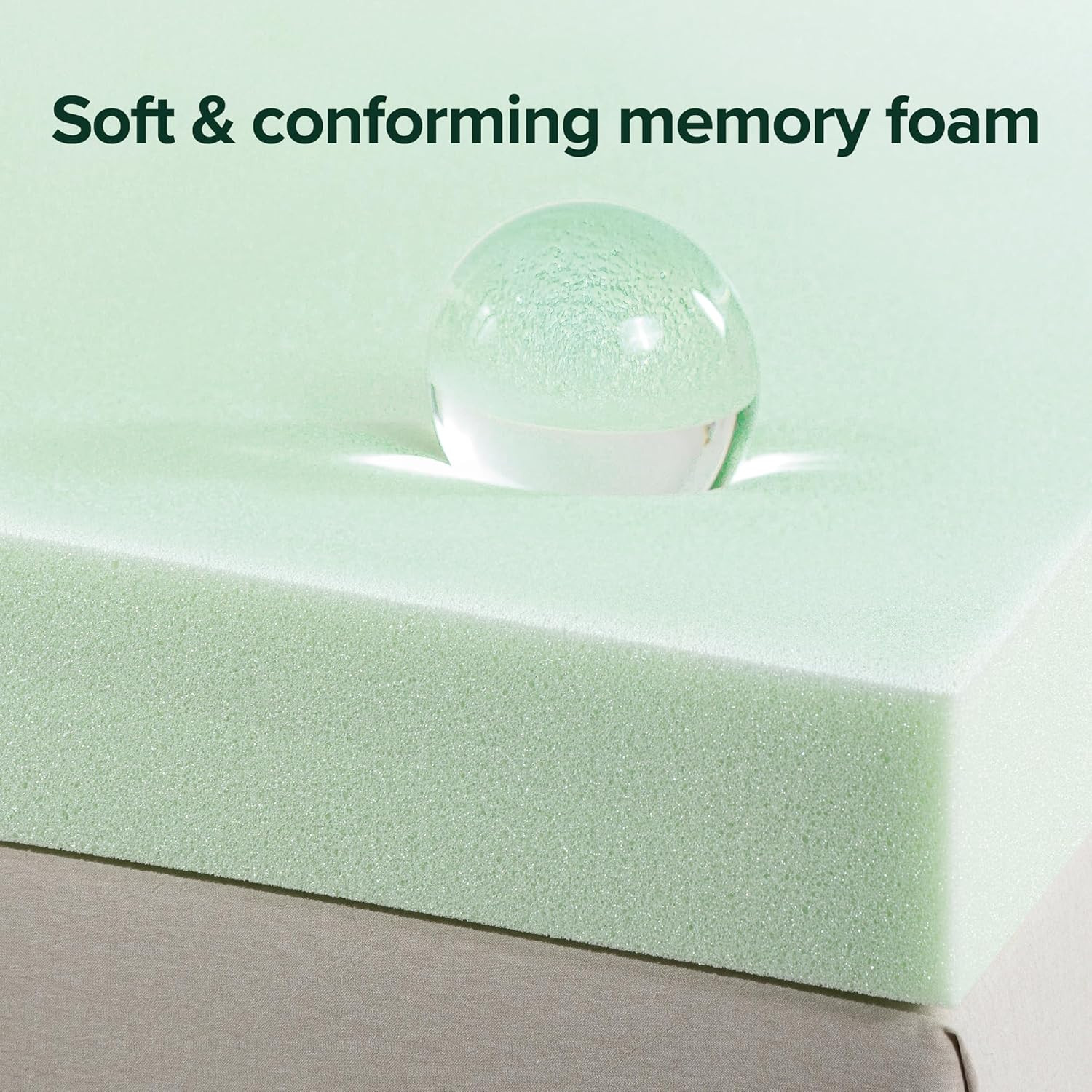 Green Tea Memory Foam Mattress Topper – 4 Inch, Full Size, CertiPUR-US