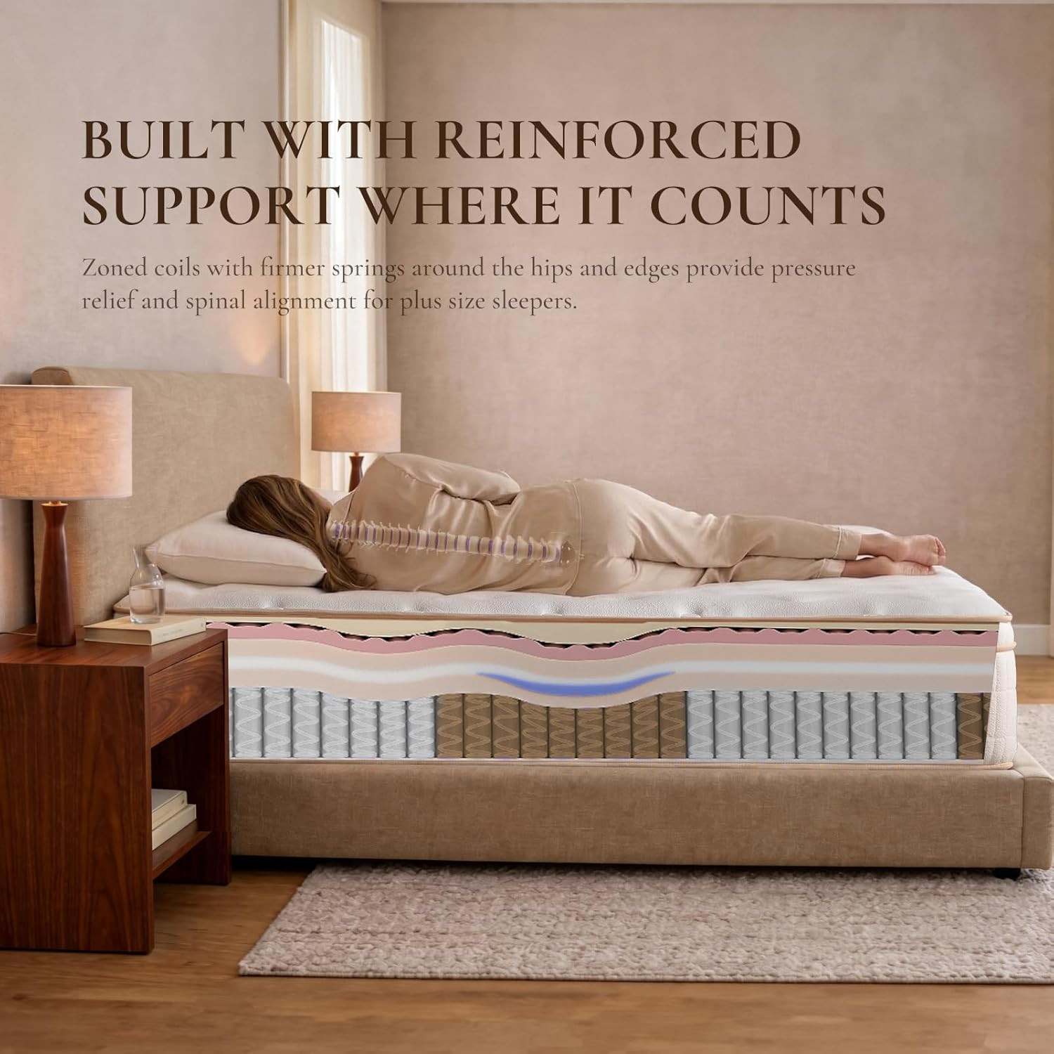 Queen 14″ Hybrid Mattress Fiberglass Free Memory Foam Bed